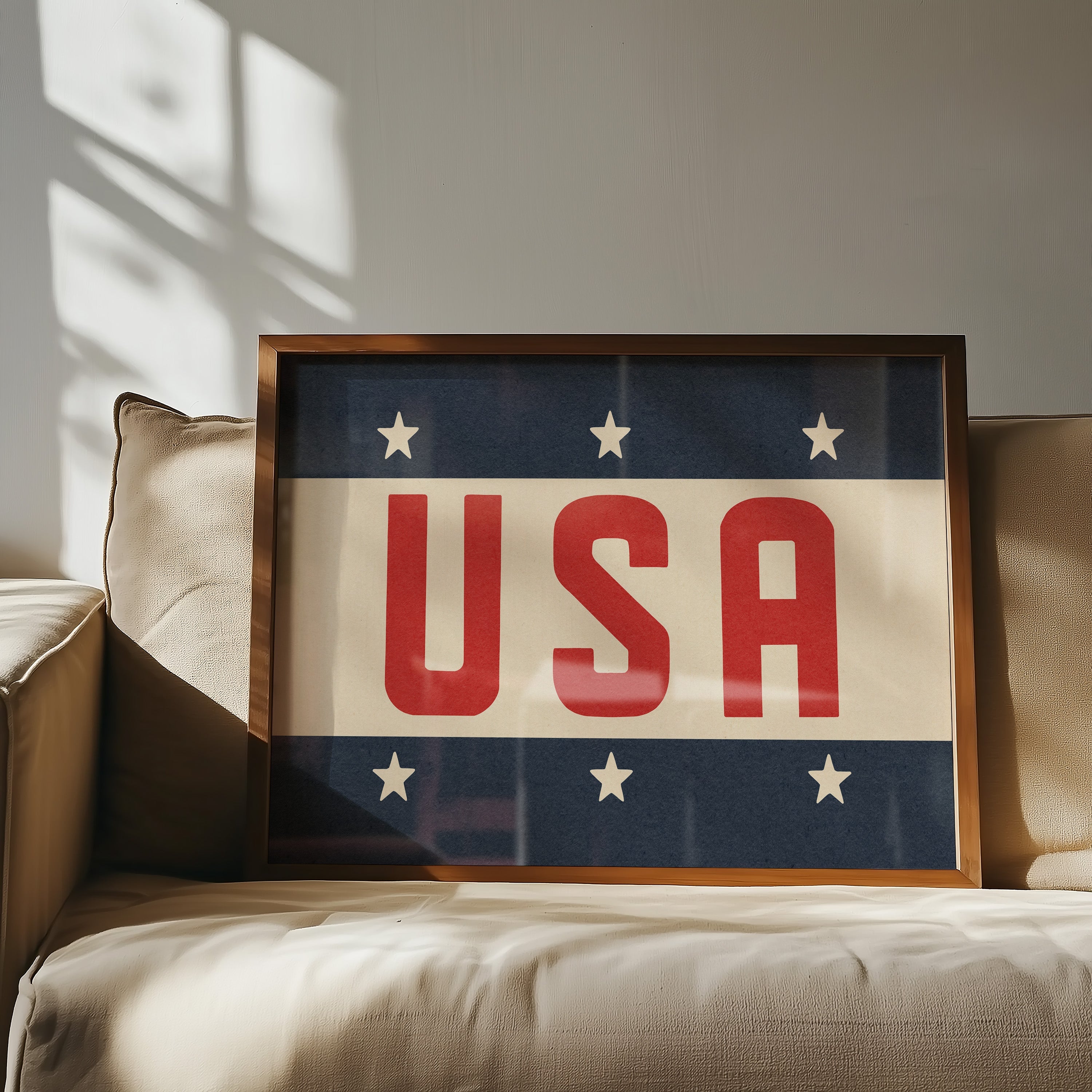 USA Patriotic Typography Art Print