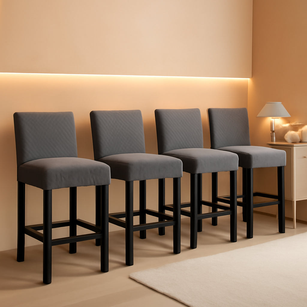 Waterproof Bar Stool Covers Grey Slipcovers 4 Pack Set