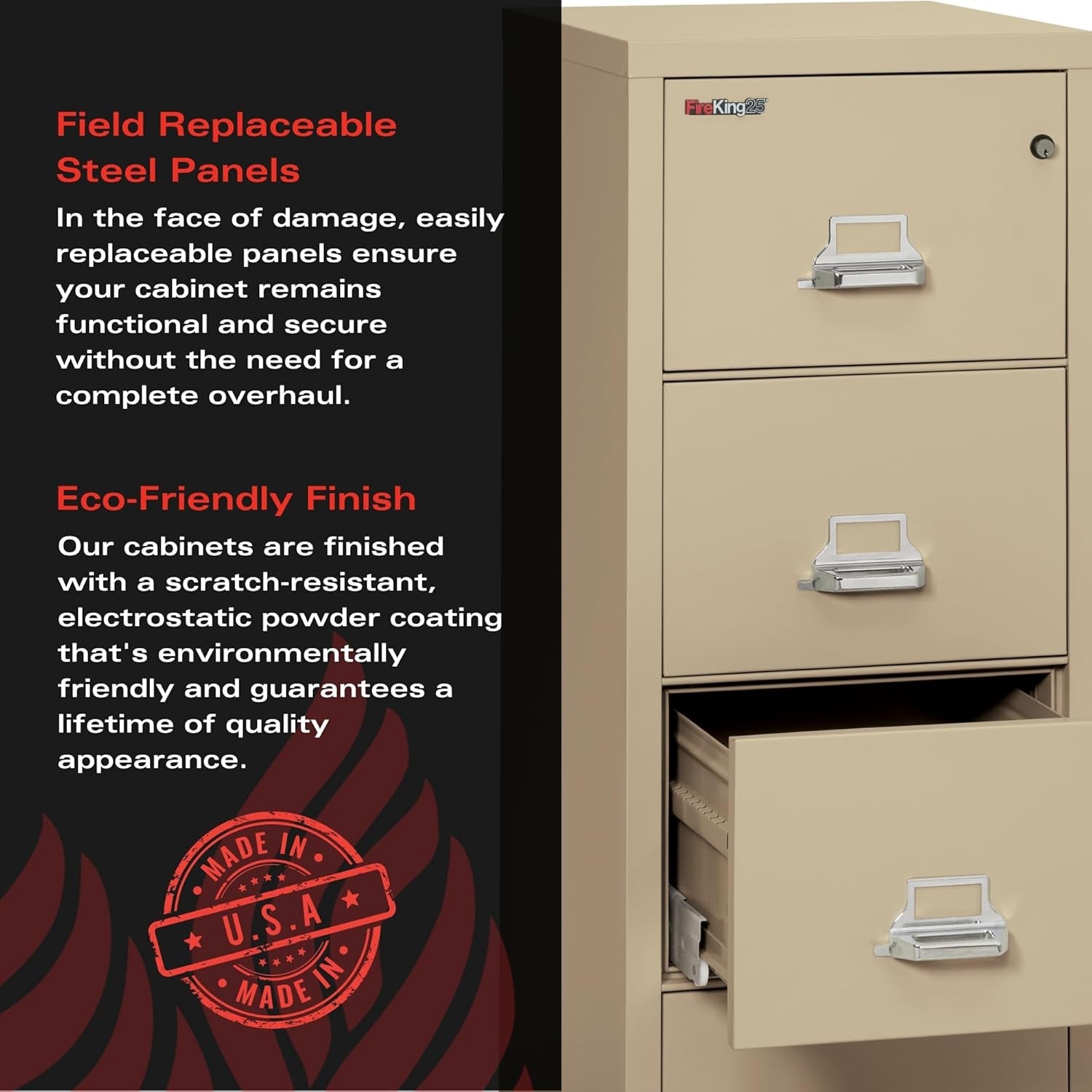 Parchment Four Drawer Fire Safe Legal File Cabinet UL 1 Hour
