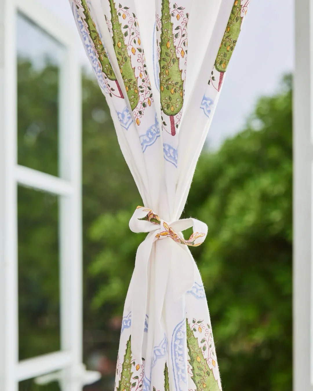 Summer Linen Curtains | Hand Block Printed Citrus Design | Standard & Custom Sizing-2