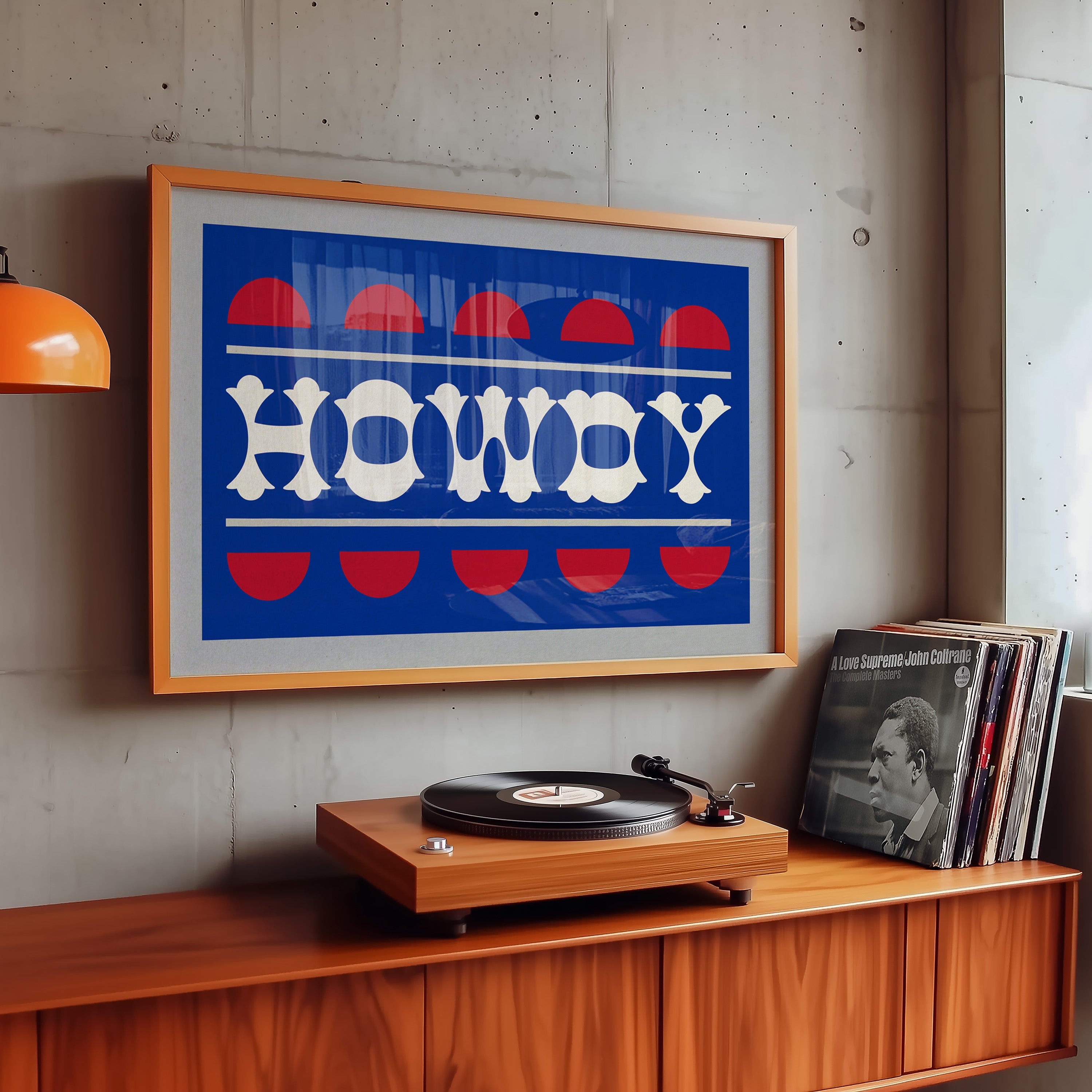 Blue and Red Howdy Home Decor Art Print