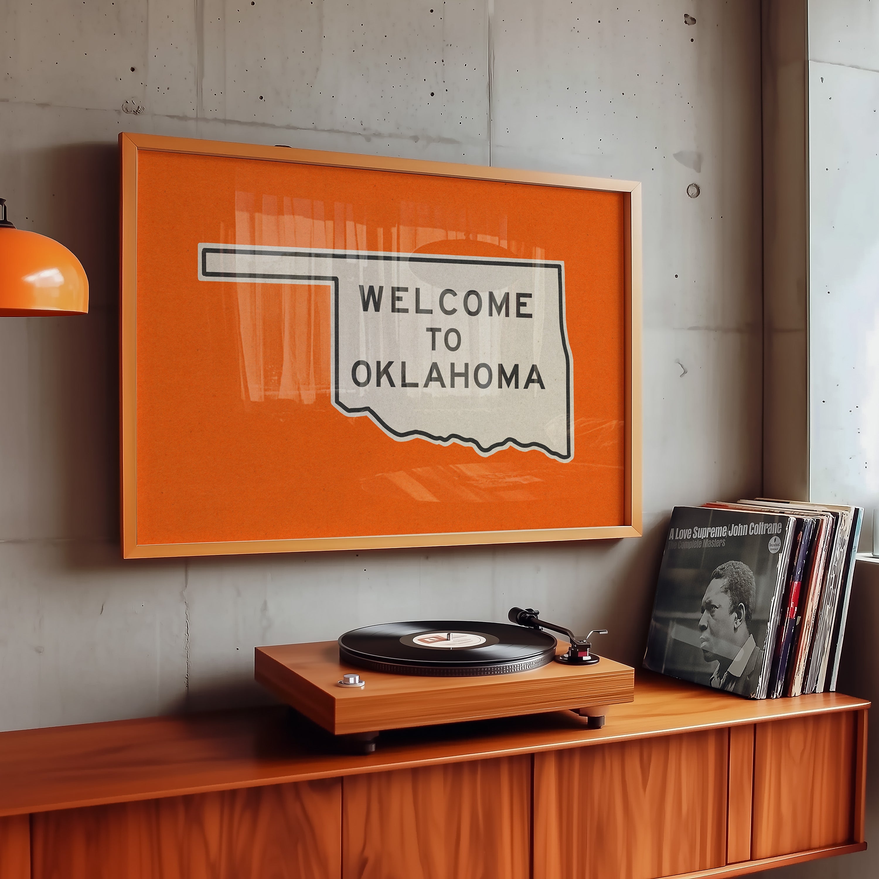 Welcome To Oklahoma Vintage Orange Road Sign Art Print