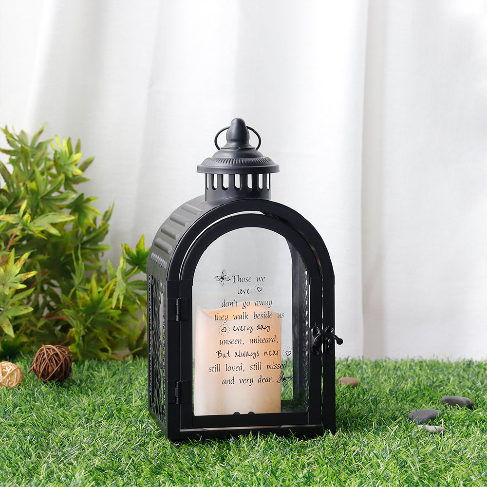 11'' High Walk Beside Us Remembrance Lantern With Automatic Timer LED Candle-2