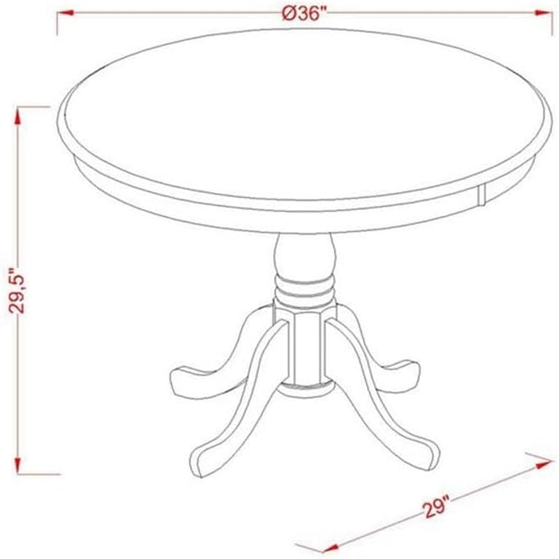 Round Dining Table 36x36 Inches With Pedestal Base