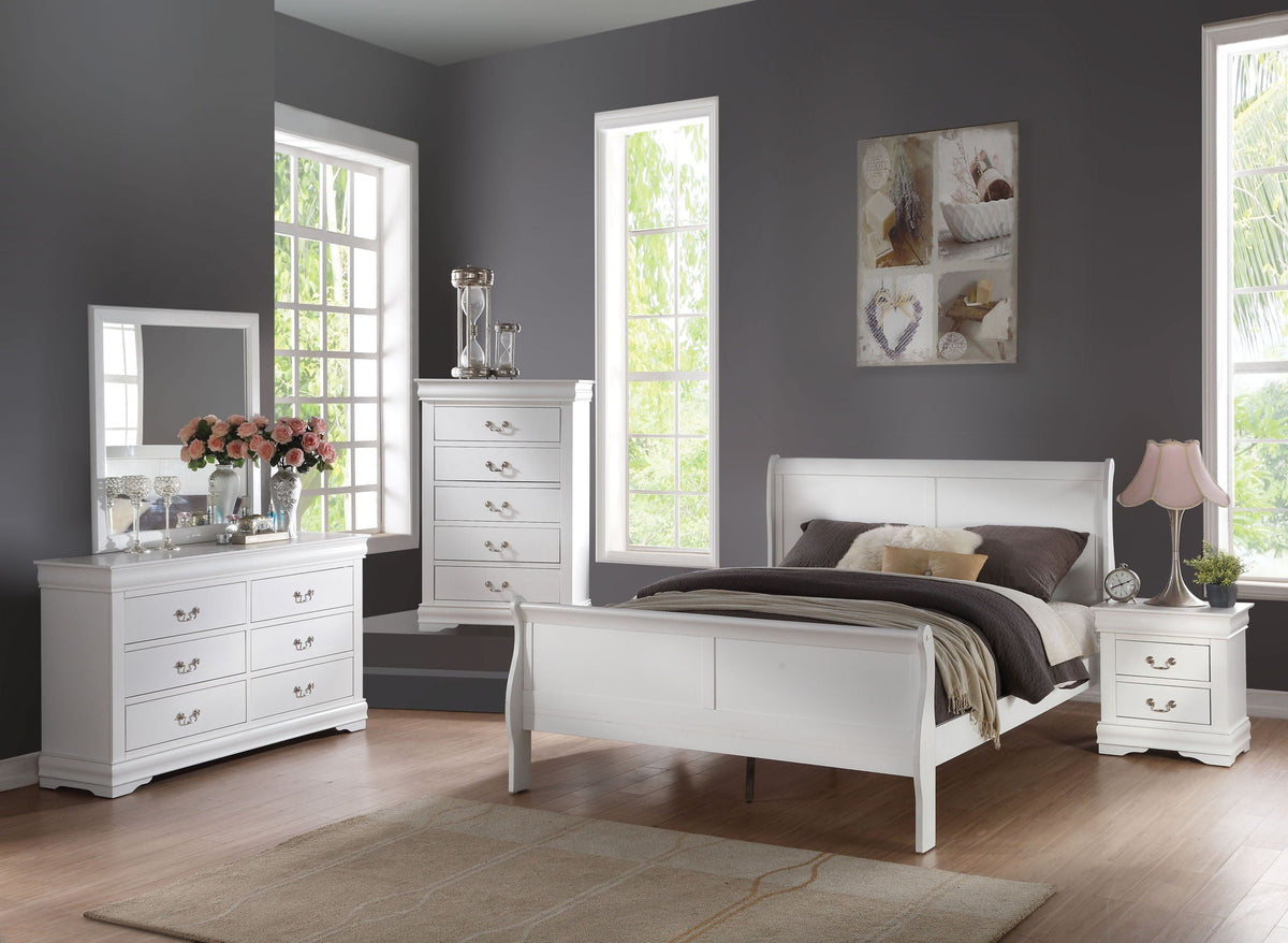 Louis Philippe Sleigh Style Bed with Classic Wood Construction - Multiple Colors