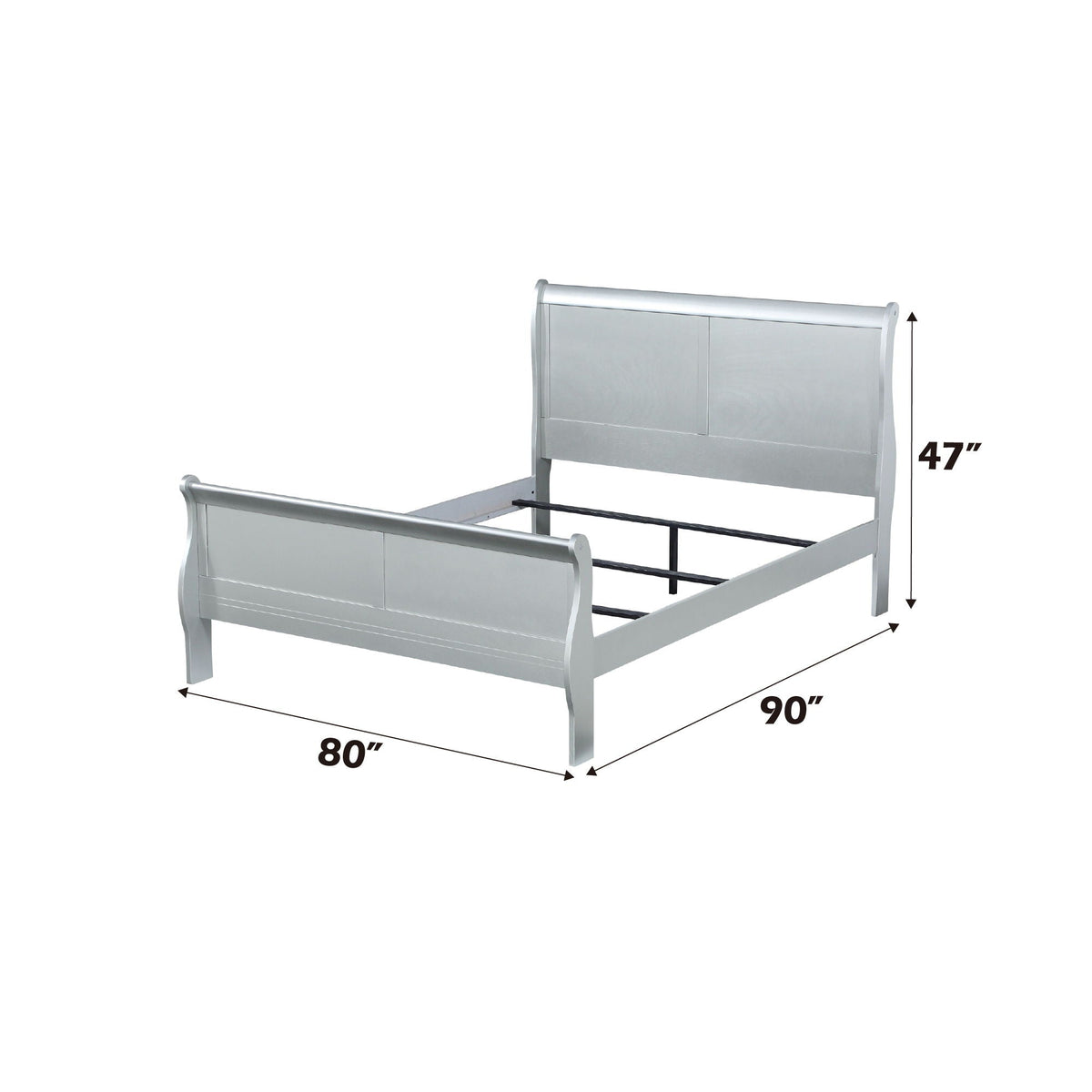Louis Philippe Sleigh Style Bed with Classic Wood Construction - Multiple Colors
