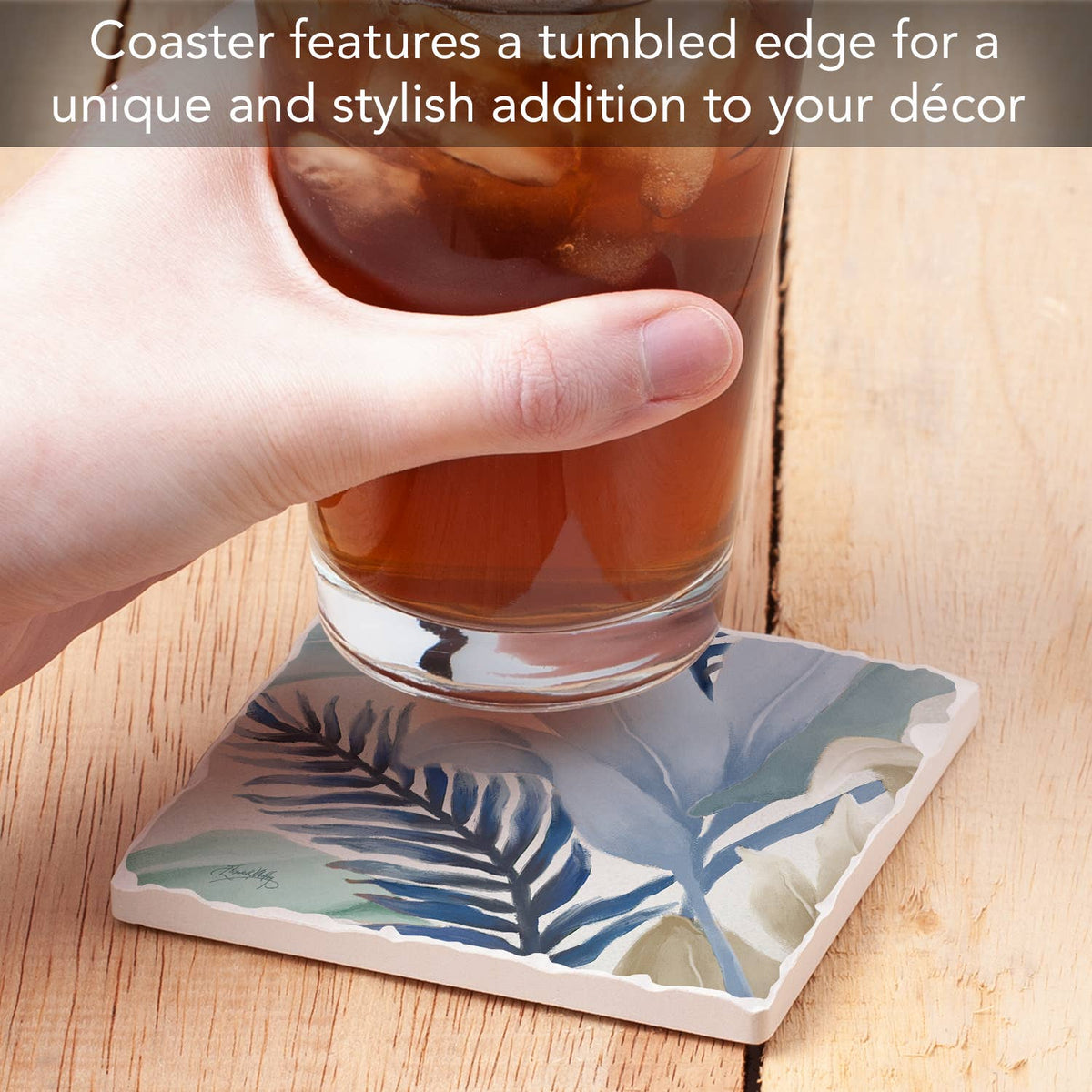 Blue Palms Absorbent Stone Coaster | Single