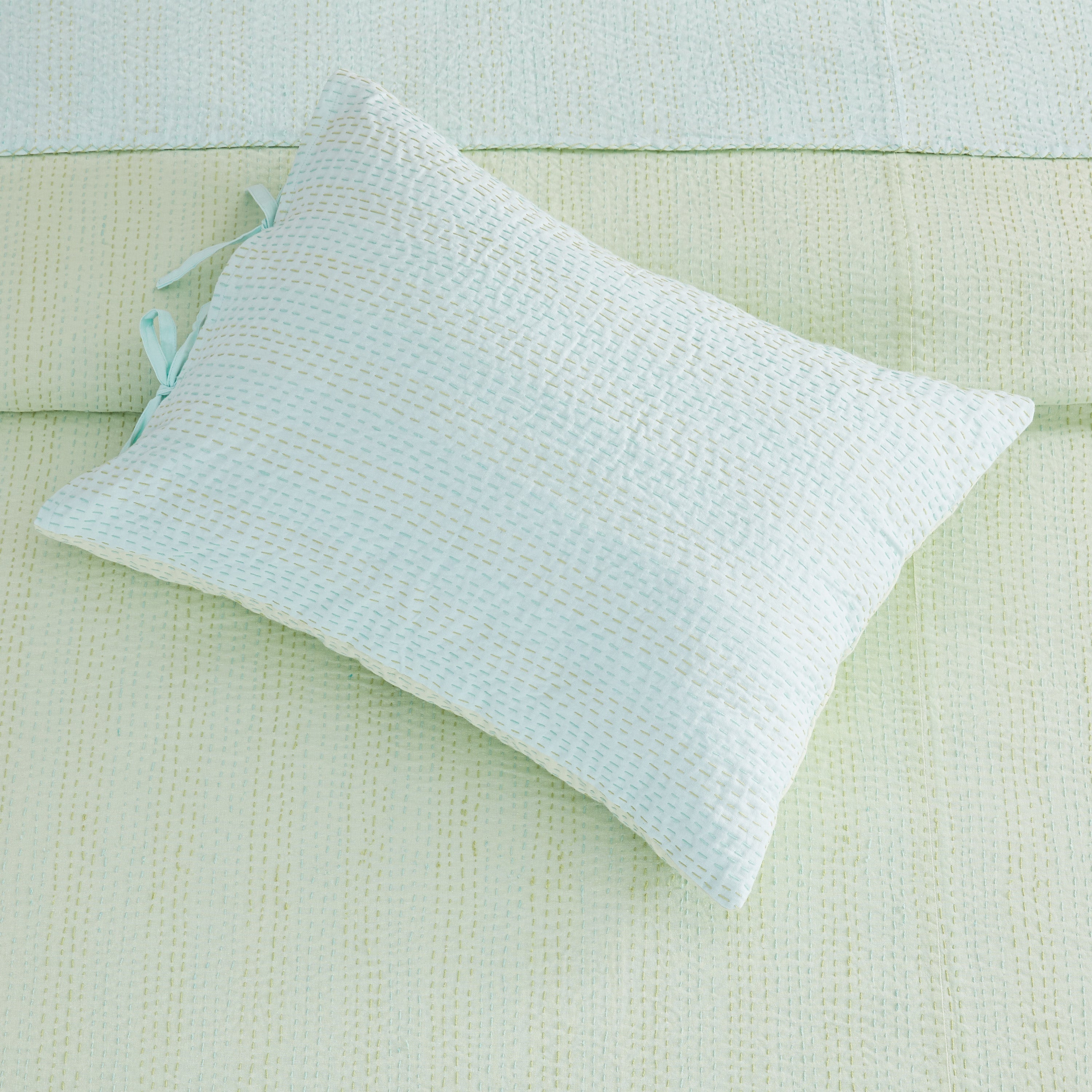 Hand Stitched Reversible Kantha Pillow Sham Pairs