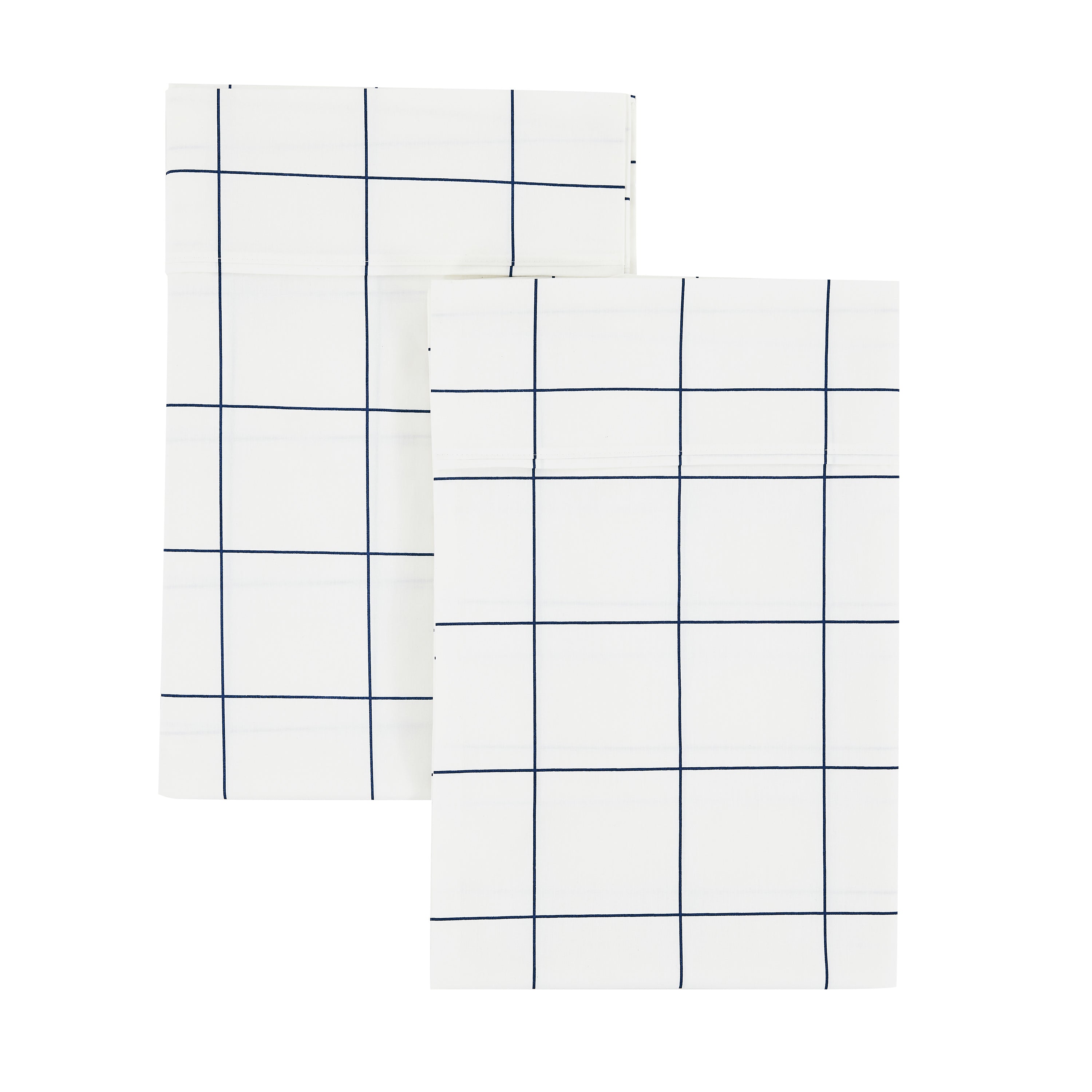 Grid Printed Cotton Percale Pillowcases