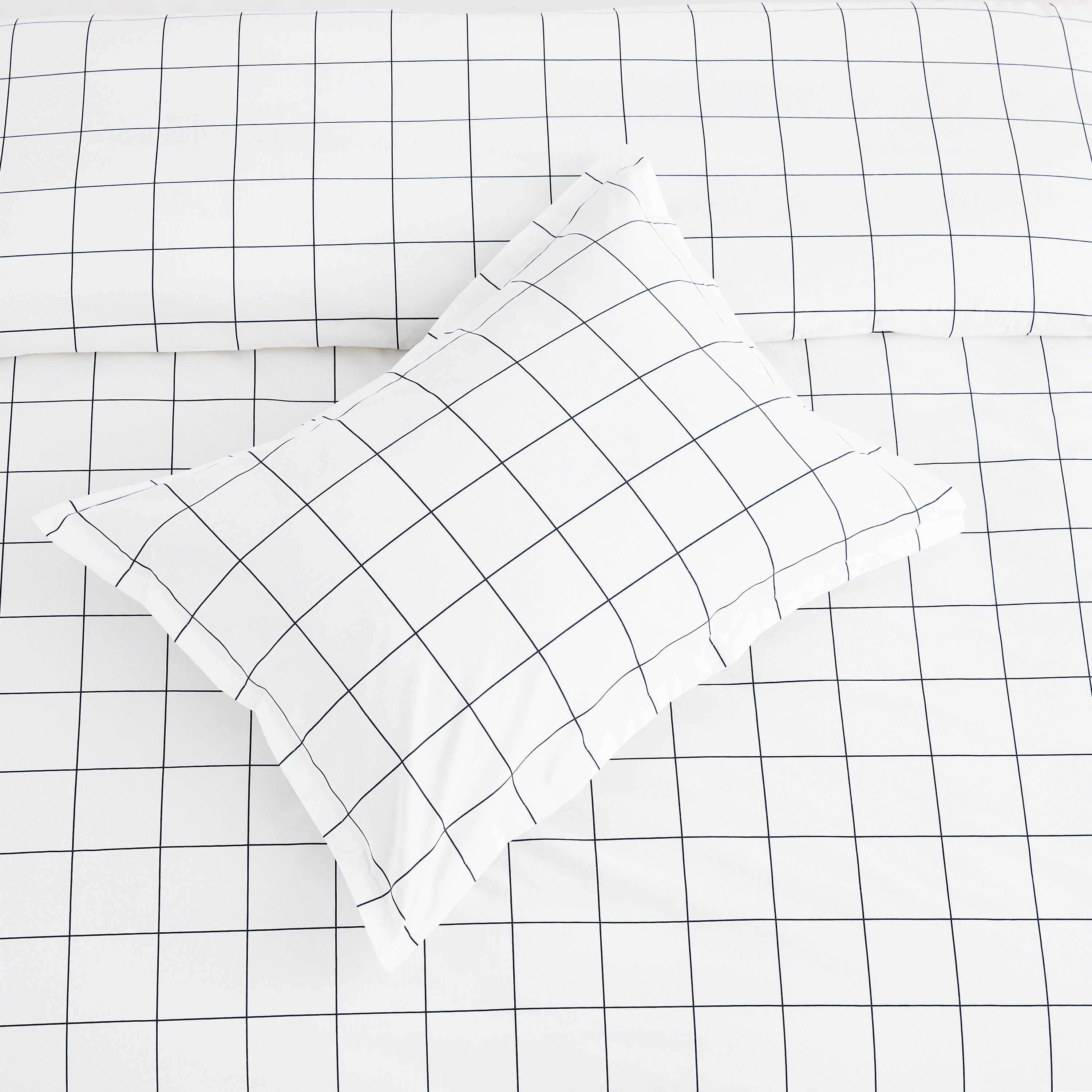 Grid Printed Cotton Percale Duvet Set