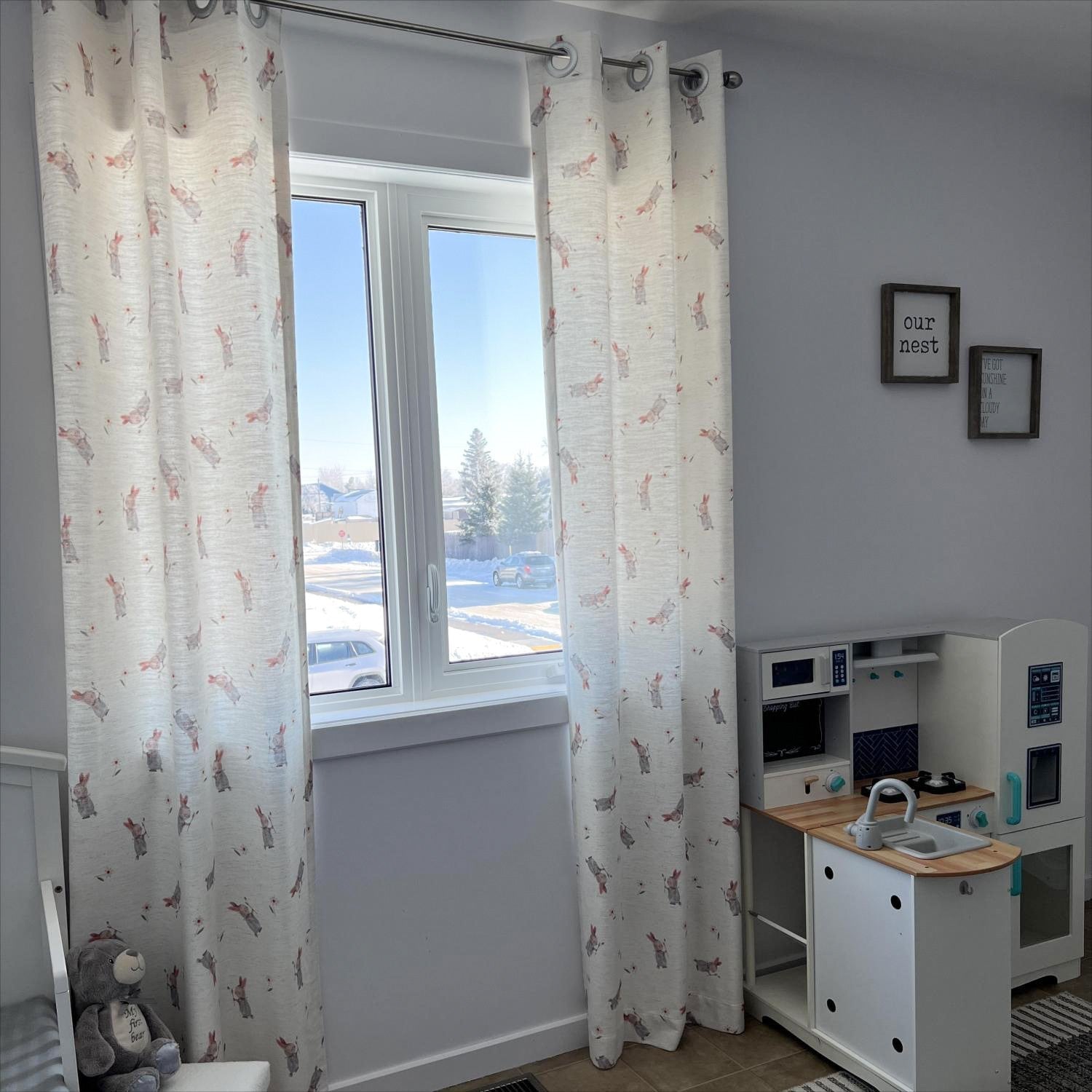 Felice Bunny Roses Print Cute Curtains