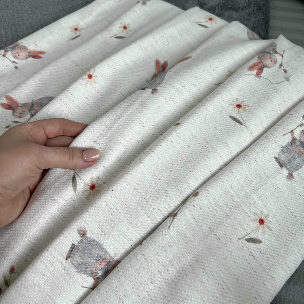 Felice Bunny Roses Print Cute Curtains