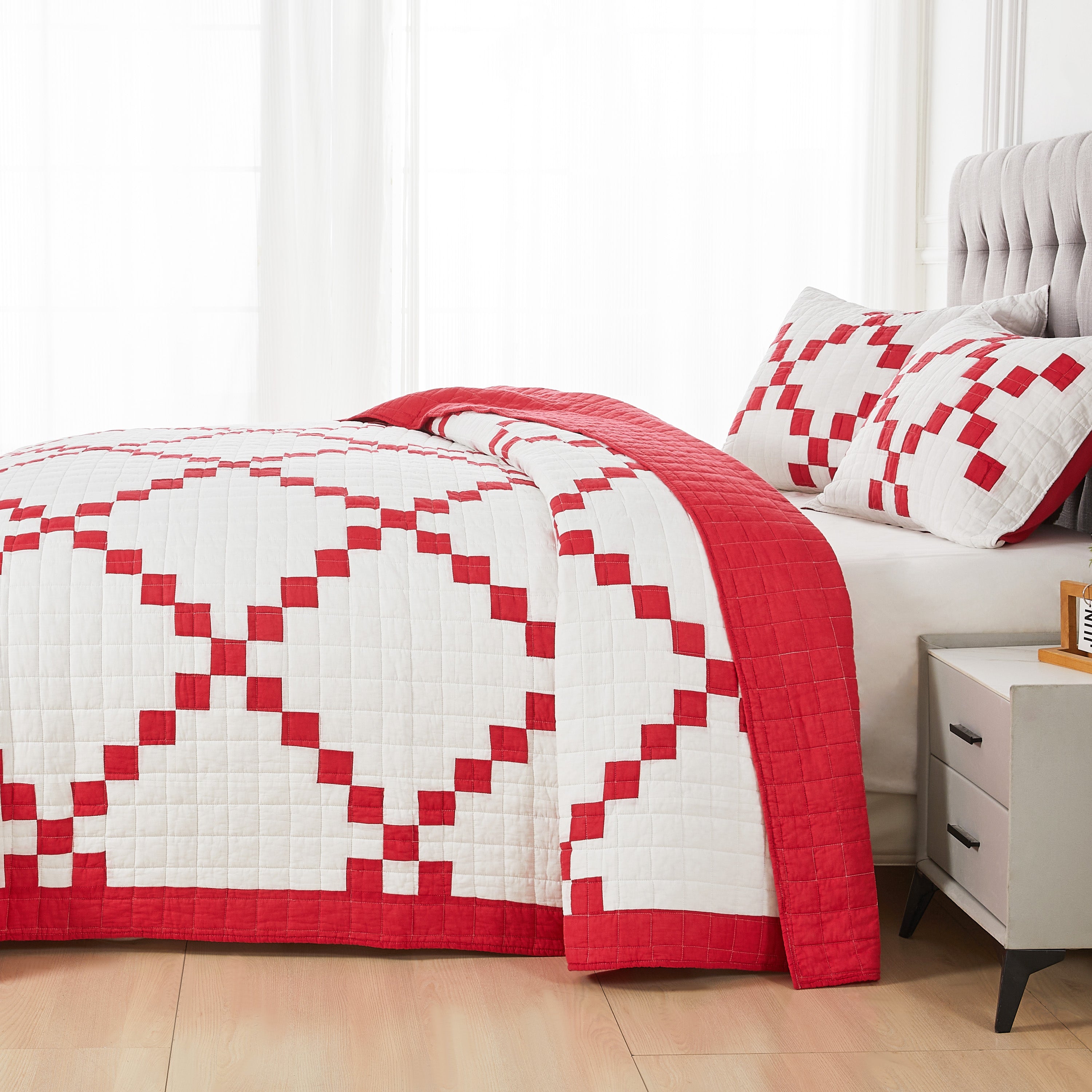 Irish Chain Patchwork Cotton Quilt Set