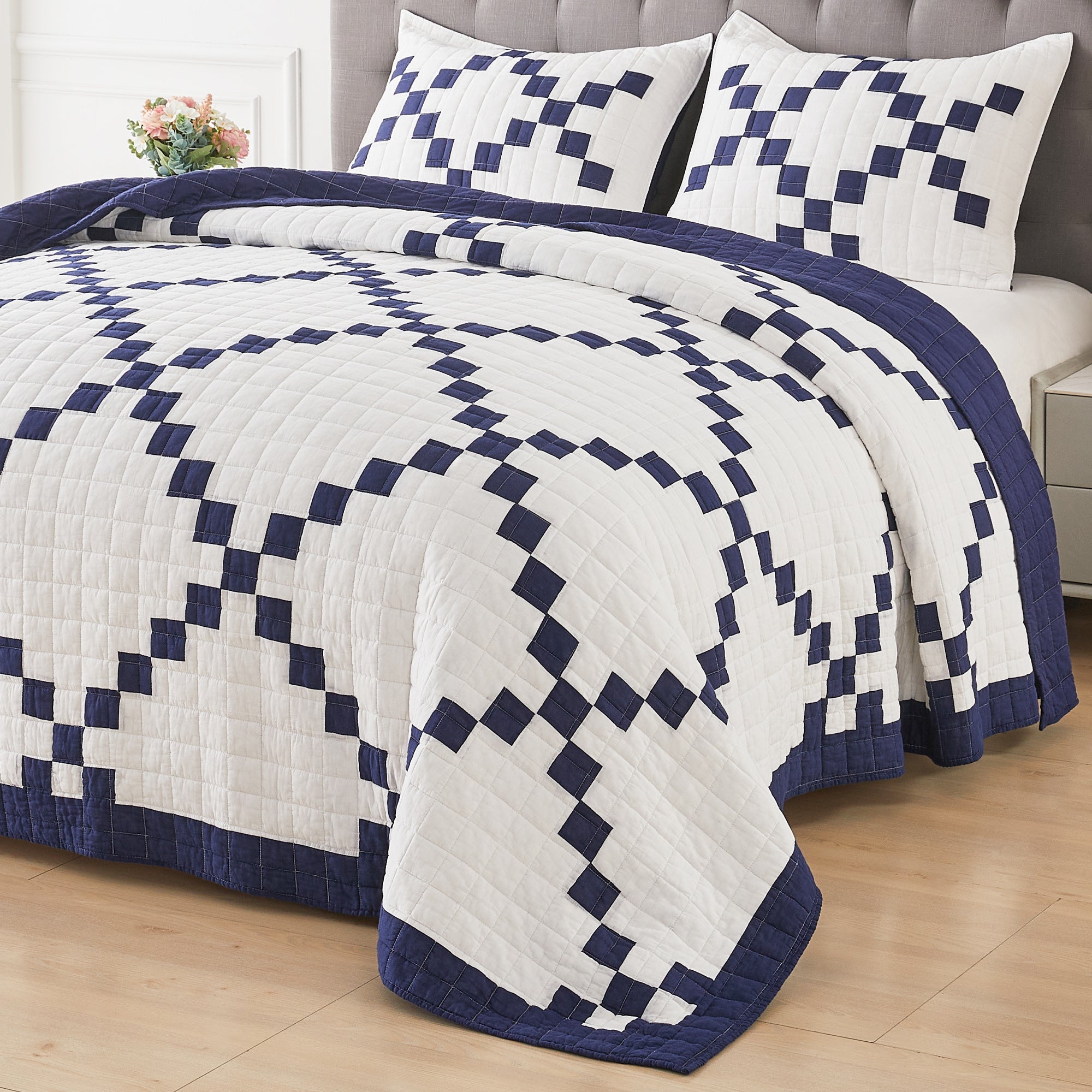 Irish Chain Patchwork Cotton Quilt Set
