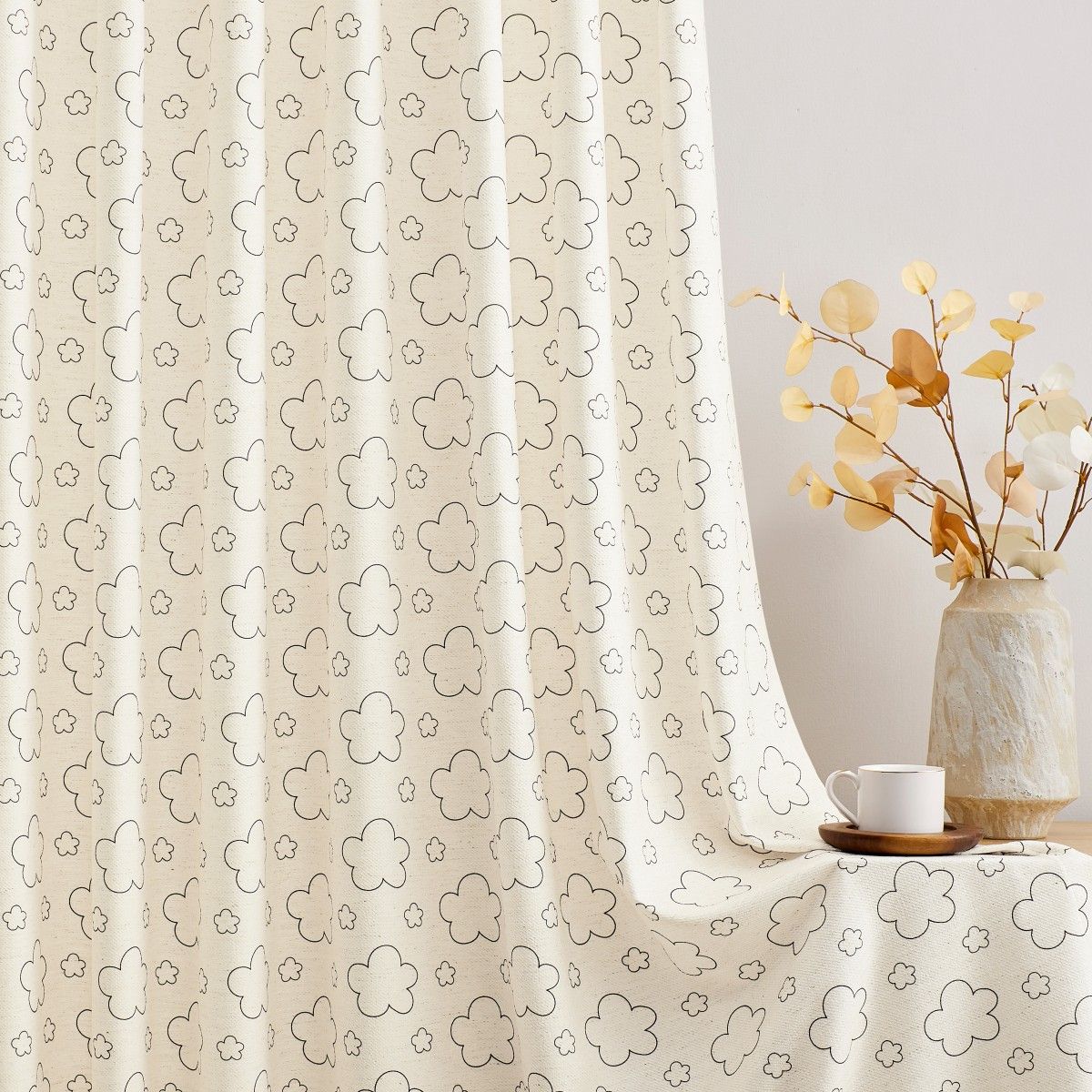 Leda Cloud Design Soft Linen Custom Curtains