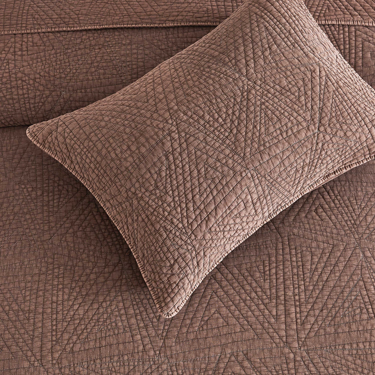 Dancing Triangles Stonewashed Cotton Quilt Set