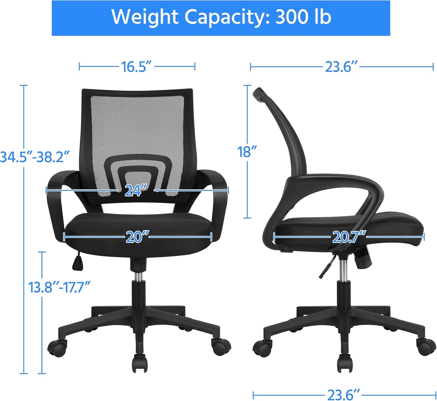 Ergonomic Mesh Office Chair With Lumbar Support Black
