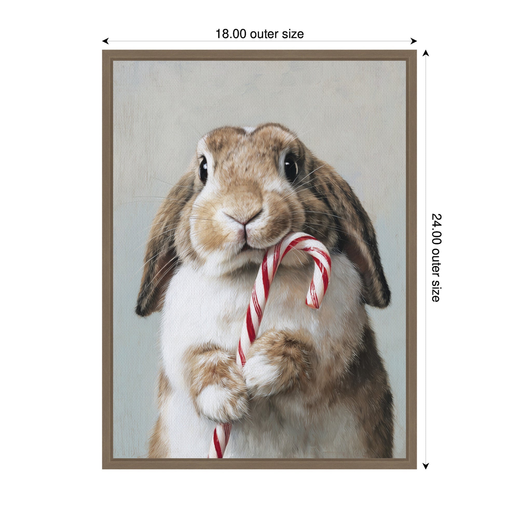 Sylvie Framed Canvas Cute Bunny Candy Cane by The Creative Bunch Studio