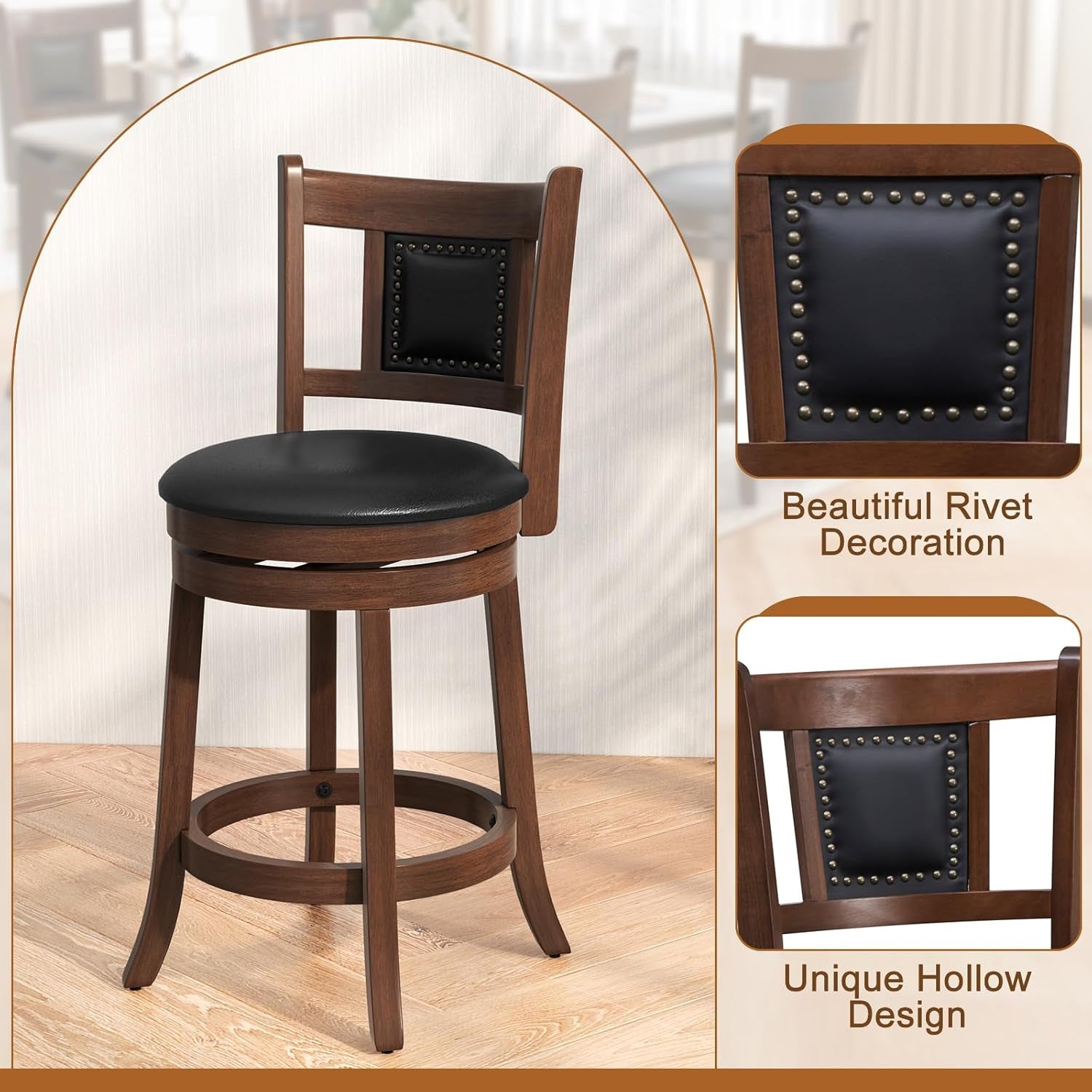 Ergonomic Swivel Bar Stools Set of Two