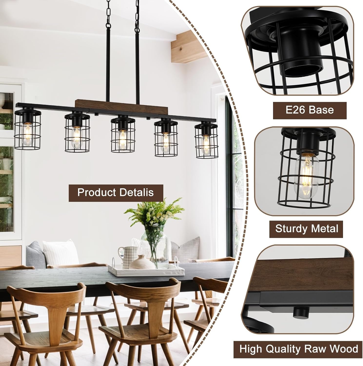 Black Chandelier 36 Inch Overhead Luminaire Fixture-3