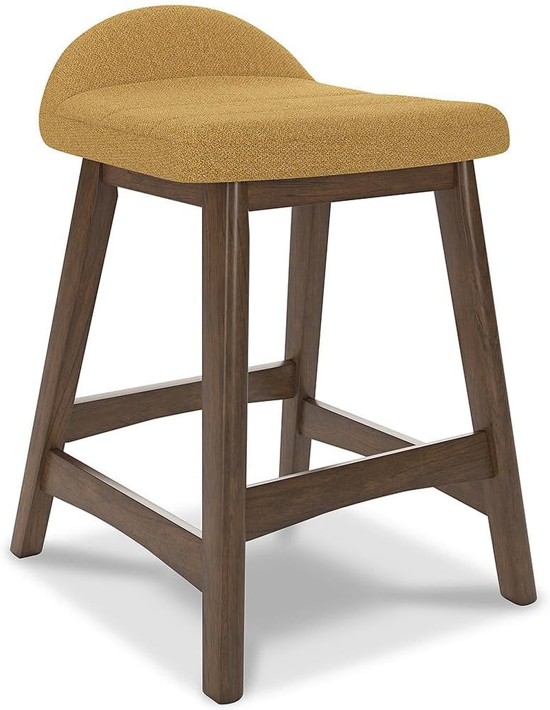 Mustard Brown Upholstered Counter Height Bar Stool Set Of 2