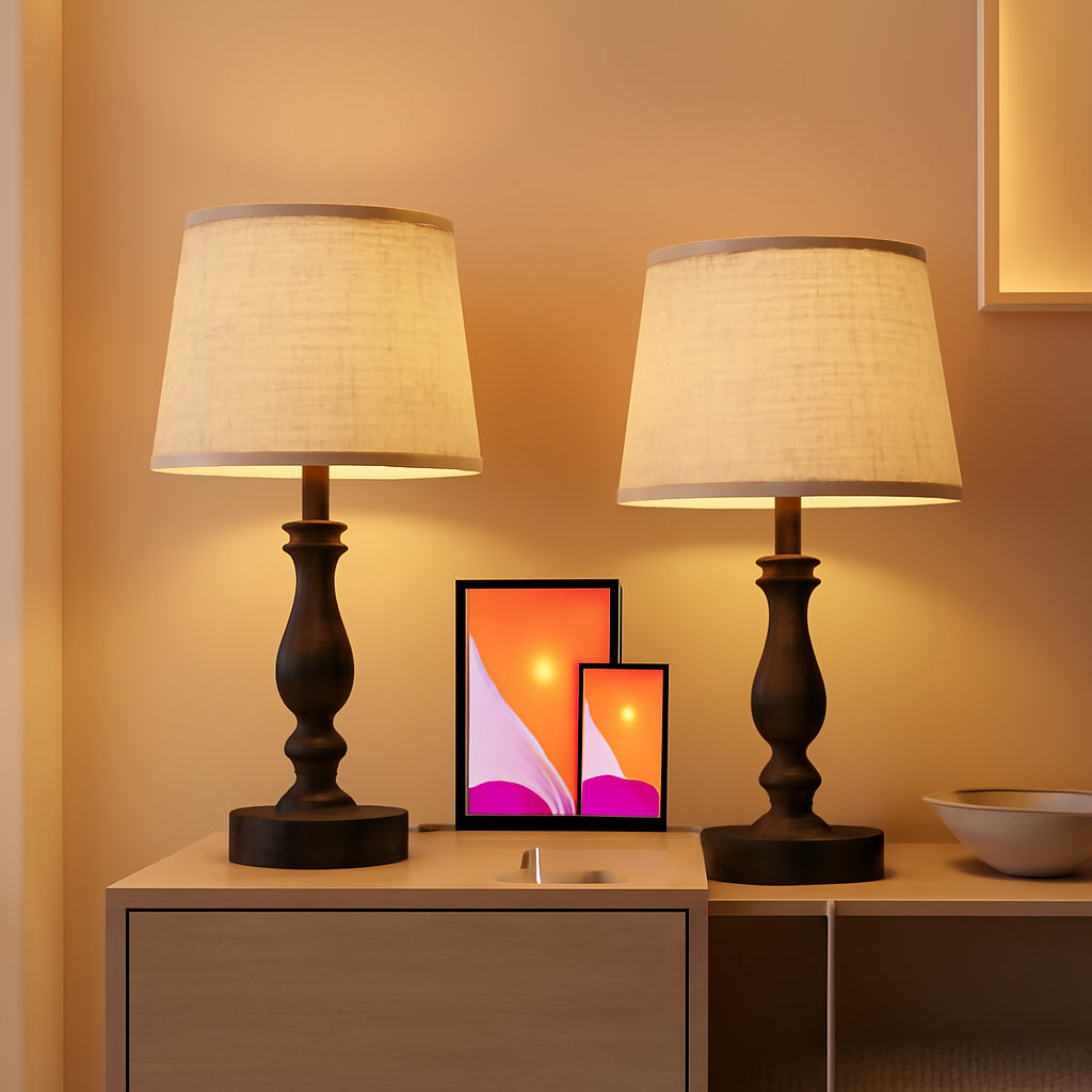 Table Lamps Set of 2 With USB Charging Ports Bedside Modern