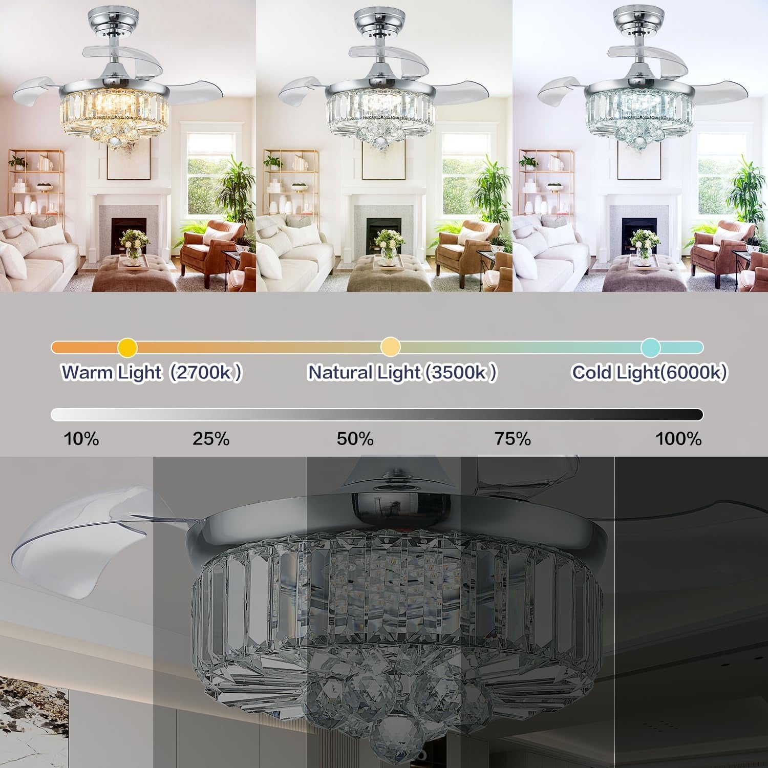 30 Inch Crystal Chandelier Ceiling Fan Illumination-1