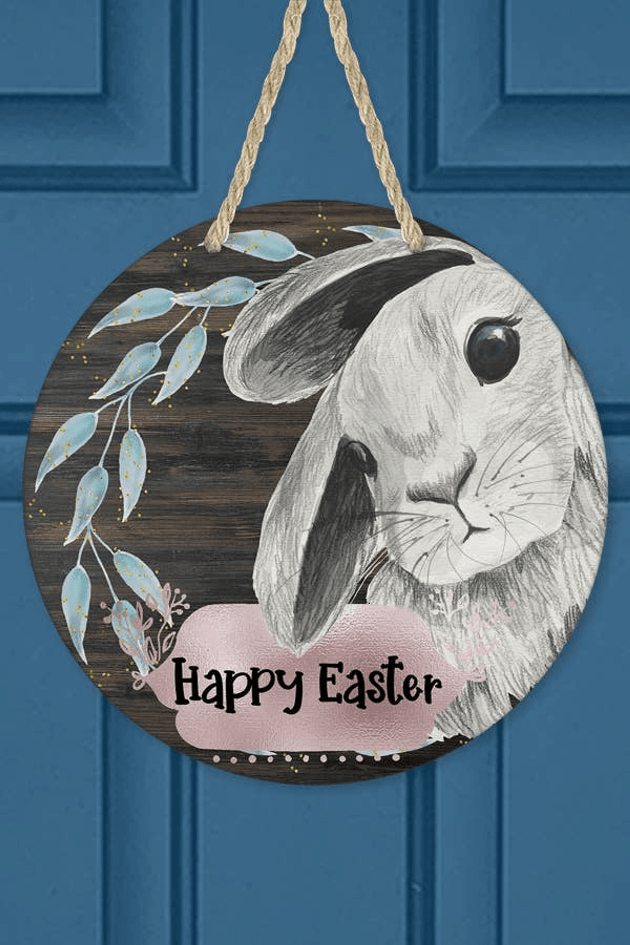Grey Bunny Easter Wall And Door Sign Hanger - PRHOMZ