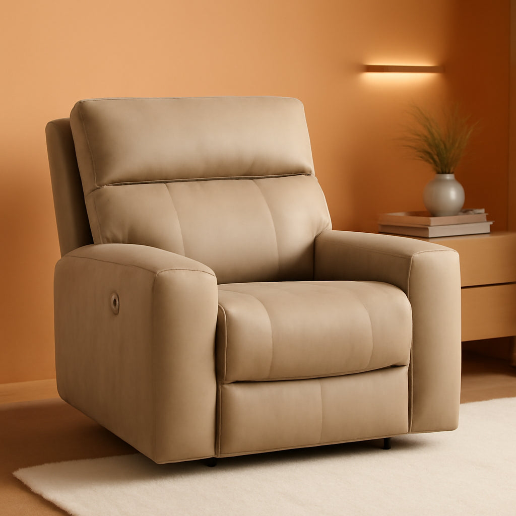 Wall Hugger Power Recliner Light Brown With USB Ports