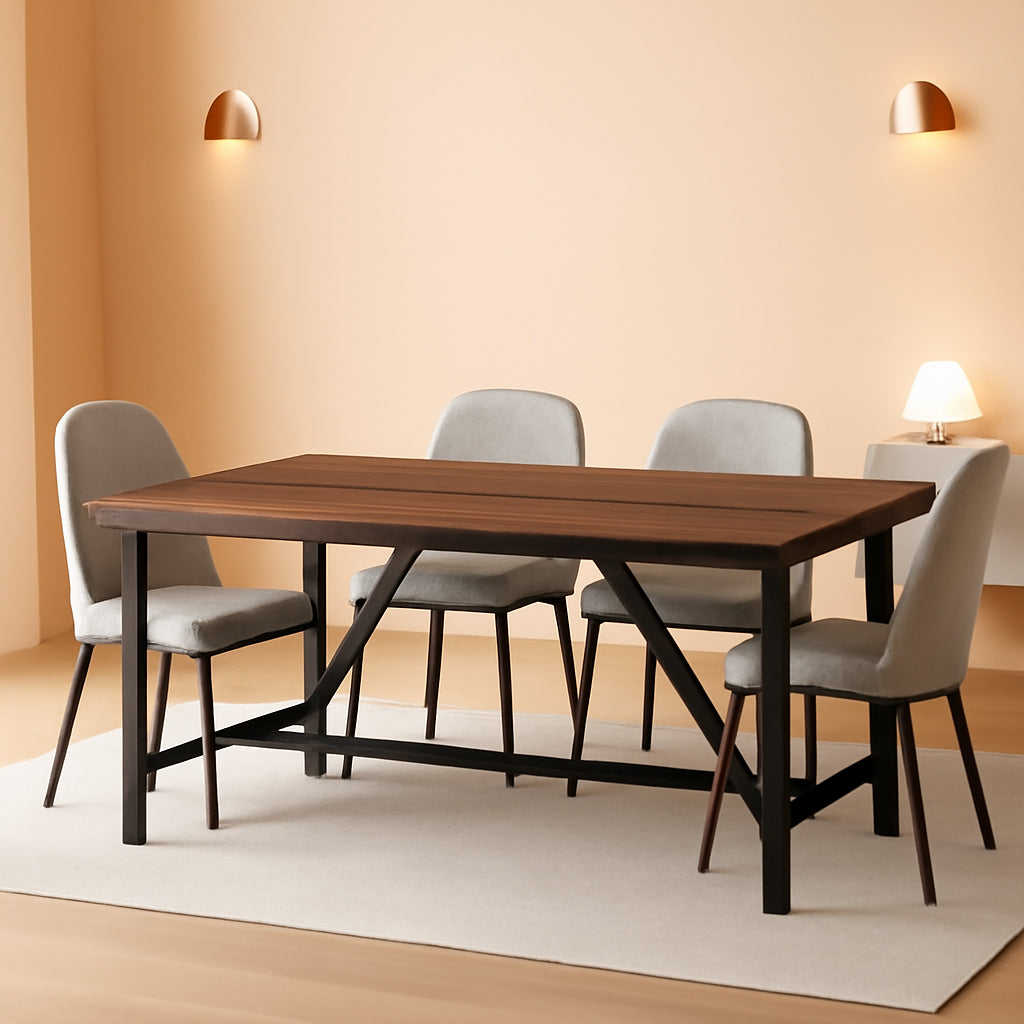 70.8 Inch Rustic Brown Farmhouse Dining Table For 6 To 8 People