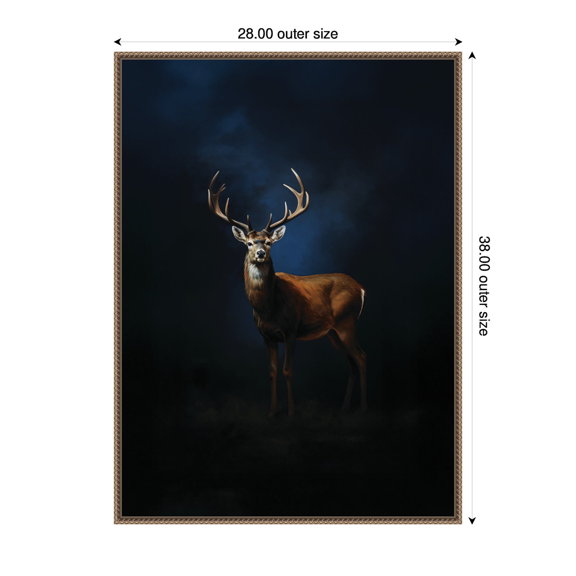 Cobalt Night Sky Deer by The Creative Bunch Studio Framed Canvas Wall Art Print