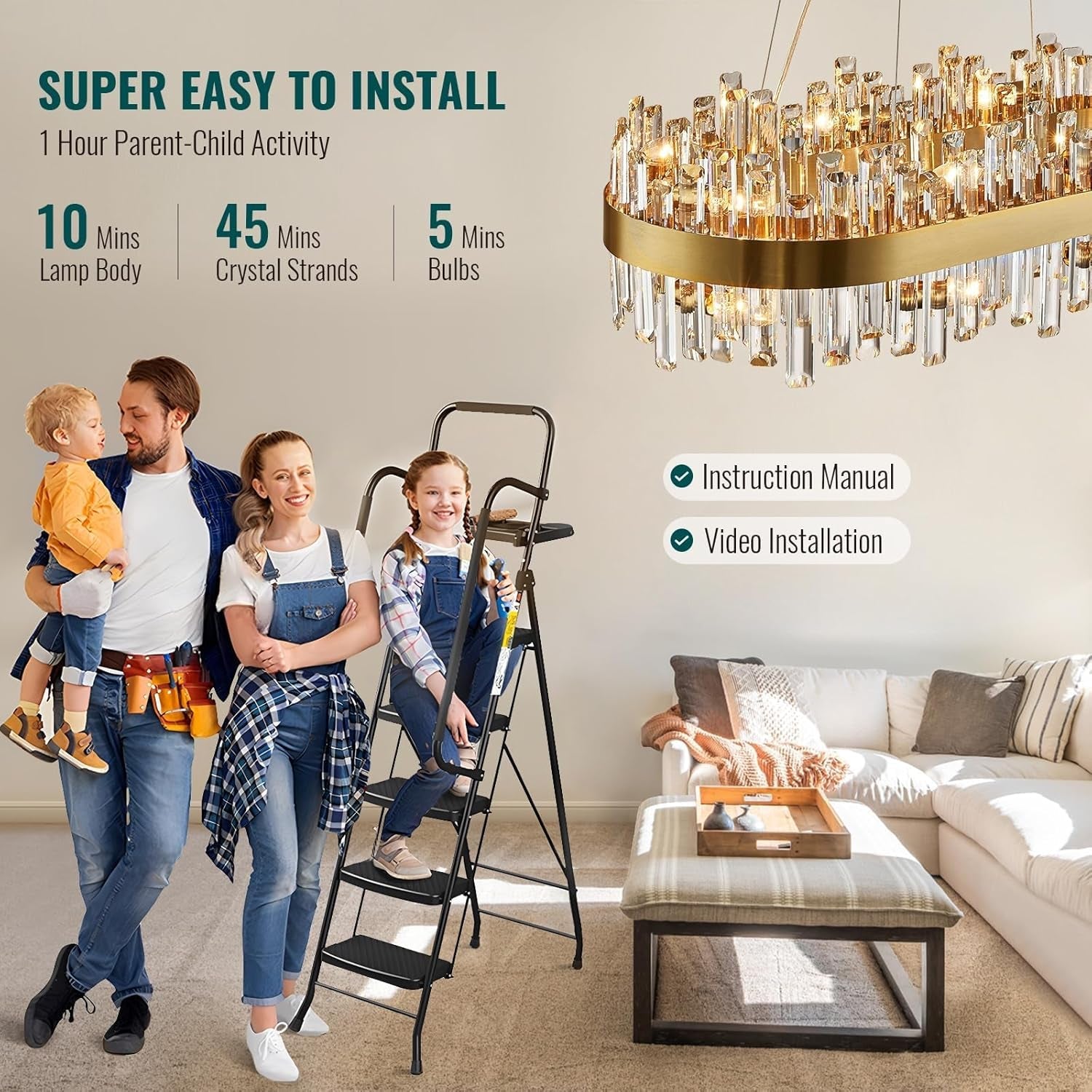 Crystal Chandelier Gold Rectangular Pendant Ceiling Light-2