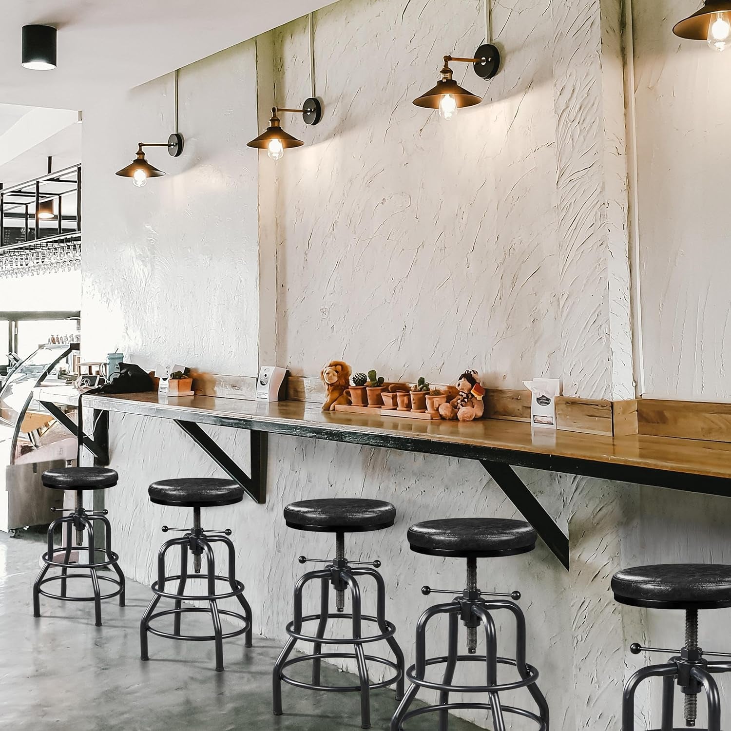 Black Bar Stool 21 To 28 Inch Industrial Kitchen Stool