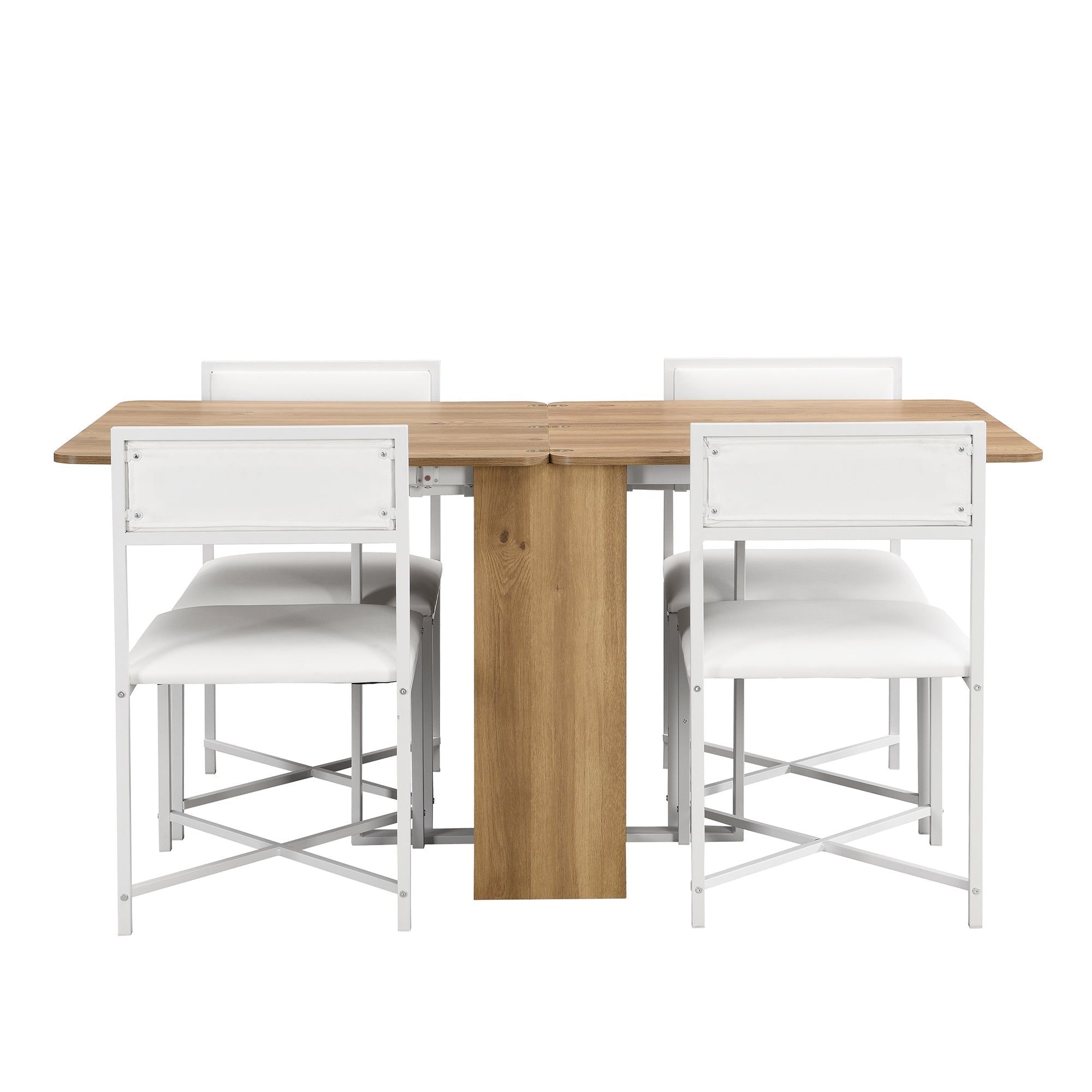 TOPMAX Modern Compact 63-inch 5-Piece Extendable Dining Table Set