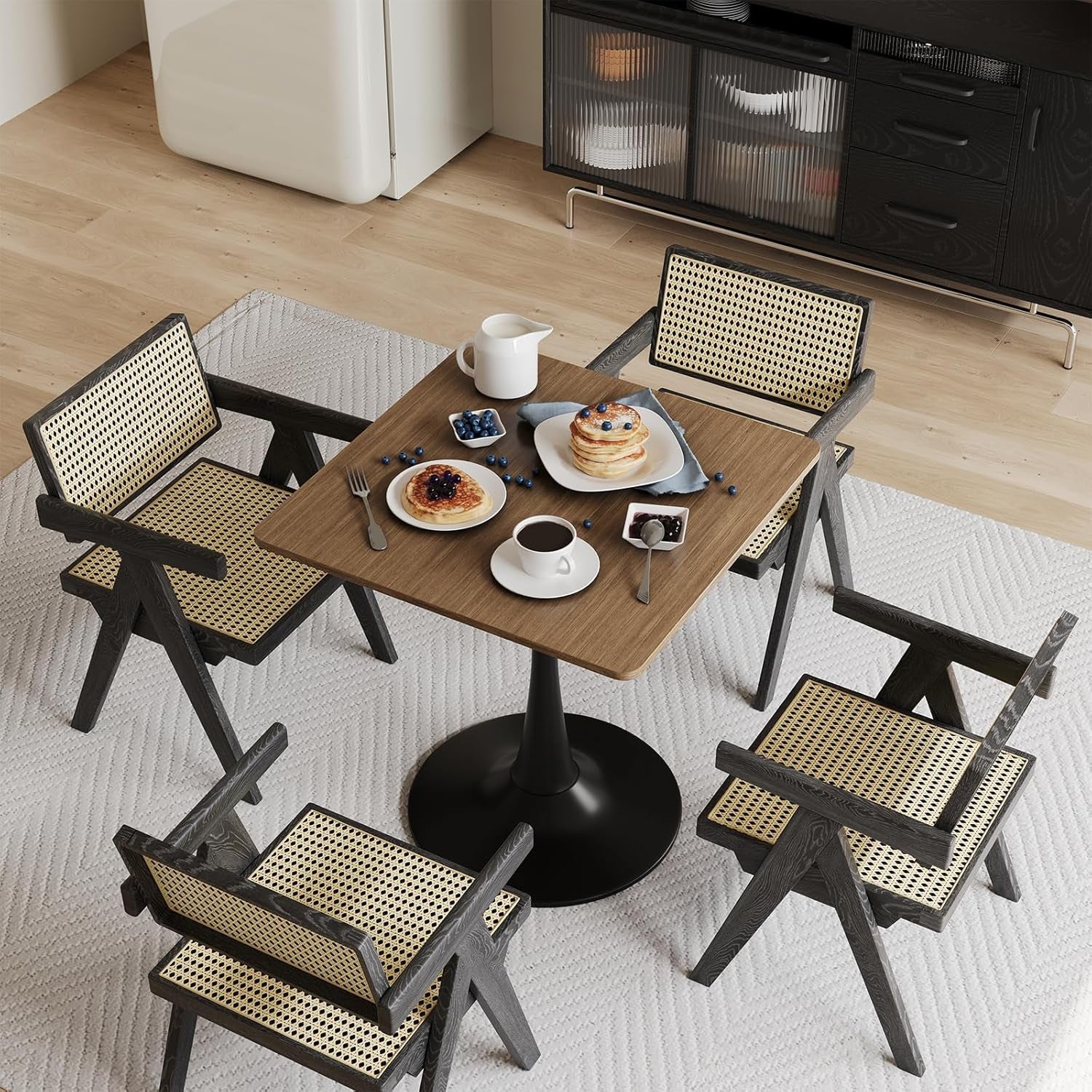 Walnut Finish Tulip Contemporary Dining Table For Two