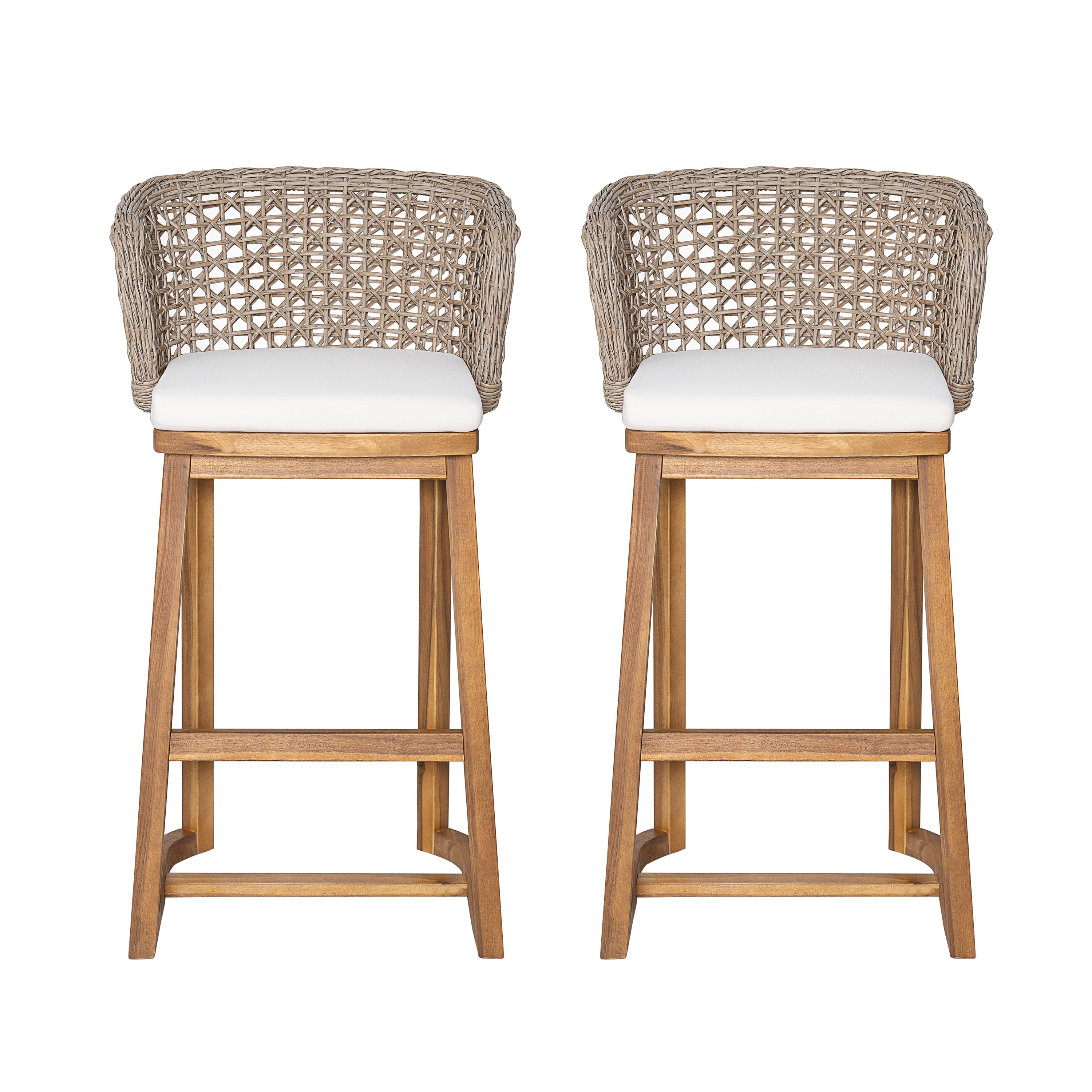 Outdoor Acacia Wood Bar Stools (Set of 2)