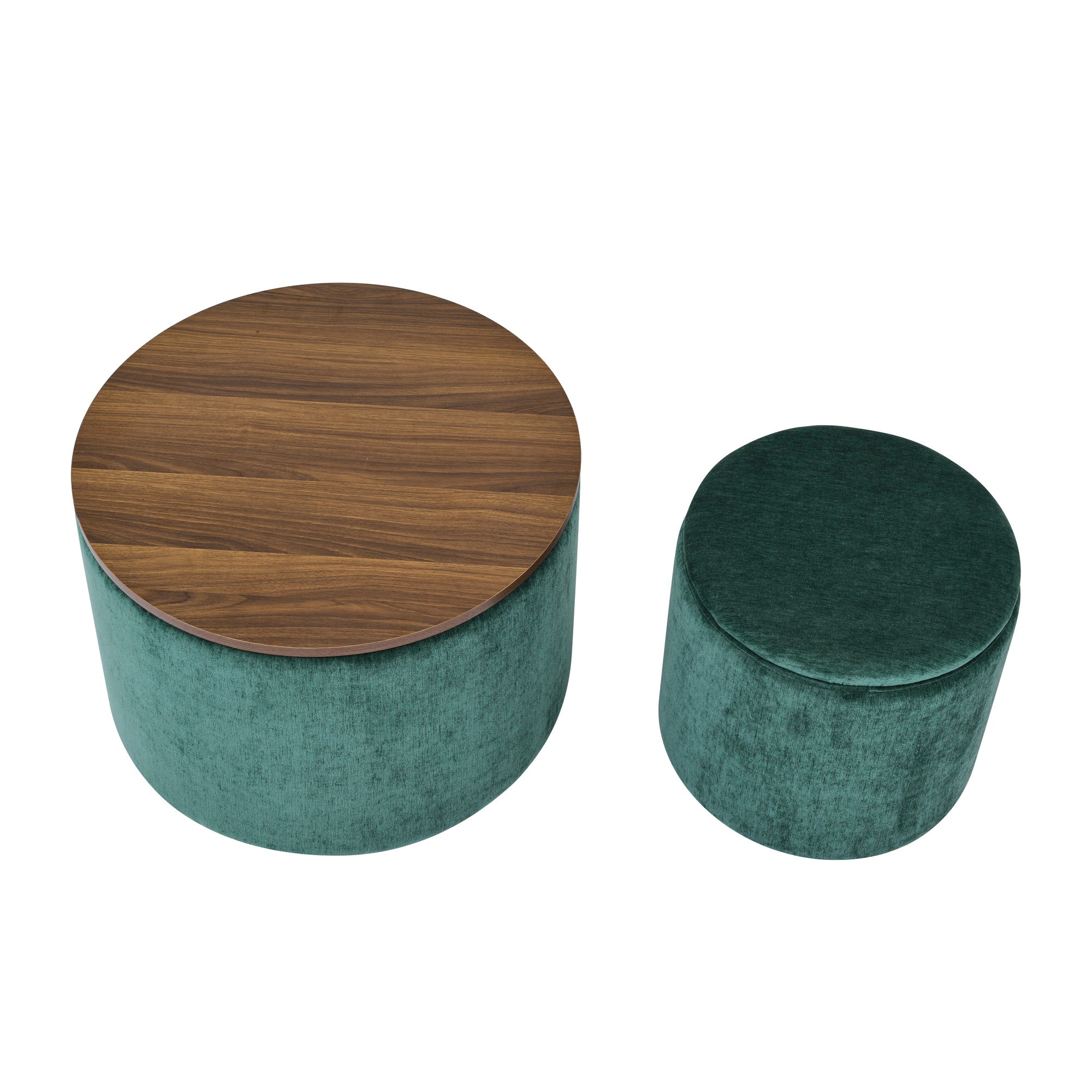 2-Piece Set Round Chenille Storage Ottoman