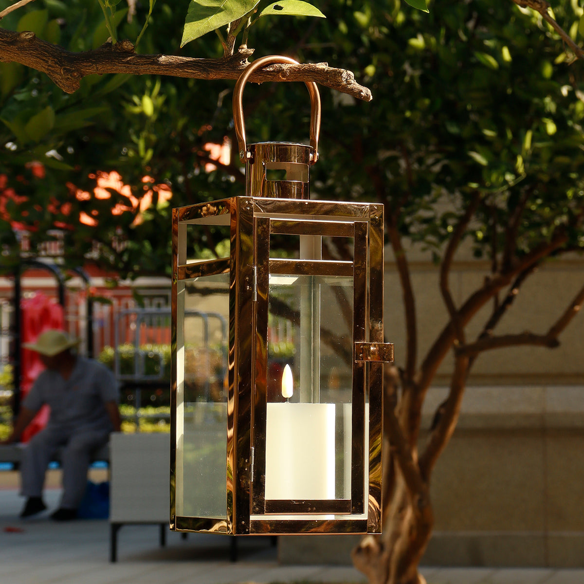 12'' High Metal Decorative Candle Lantern (RoseGold)-4