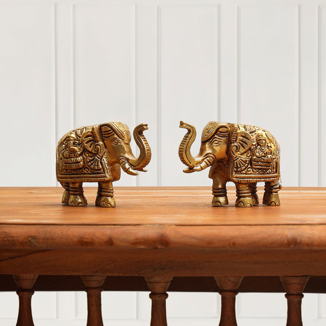 Brass Elephant Statue Pair (2.5 Inch) | EIGHT span data-0