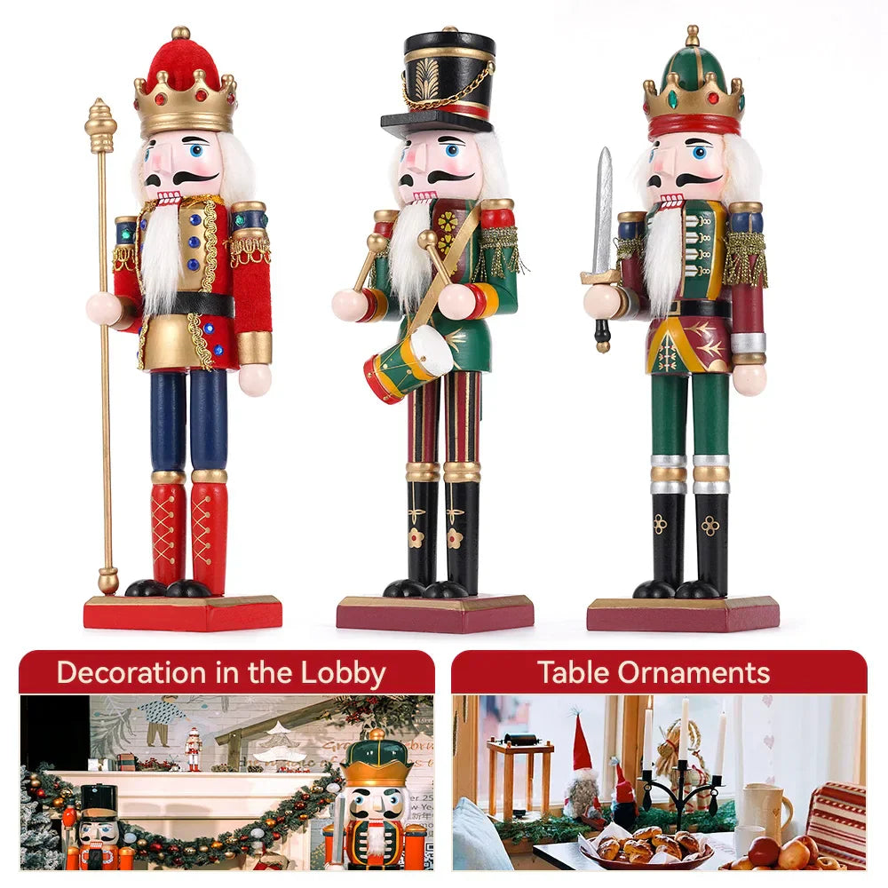 Hand-Painted Wooden Nutcracker Soldier Figurines (3PCS)-2