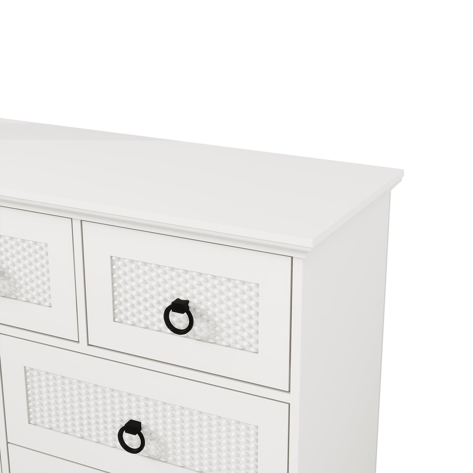 Modern 7-Drawer Dresser – 47" Wide Farmhouse Chest for Bedroom, Living Room, Entryway – White Tall Storage Cabinet - PRHOMZ