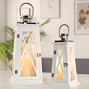 15.5''&22'' H Metal Decorative Candle Holders Rustic Hanging Lantern(Set of 2)-0