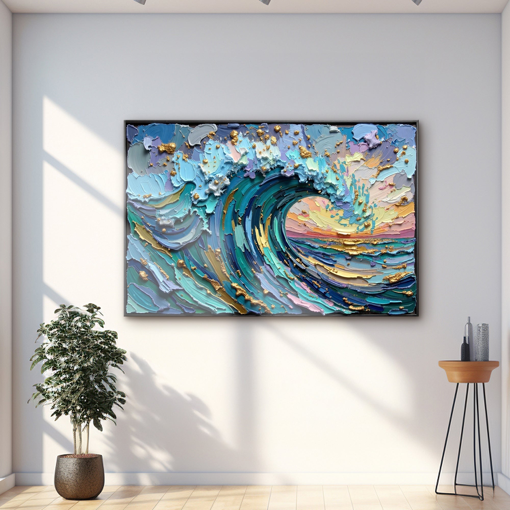 Golden Tide Impasto Wall Art