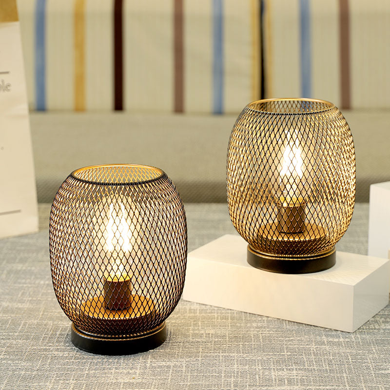 Set of 2 Tall Battery Powered Outdoor Table Lamp 6.7"-0