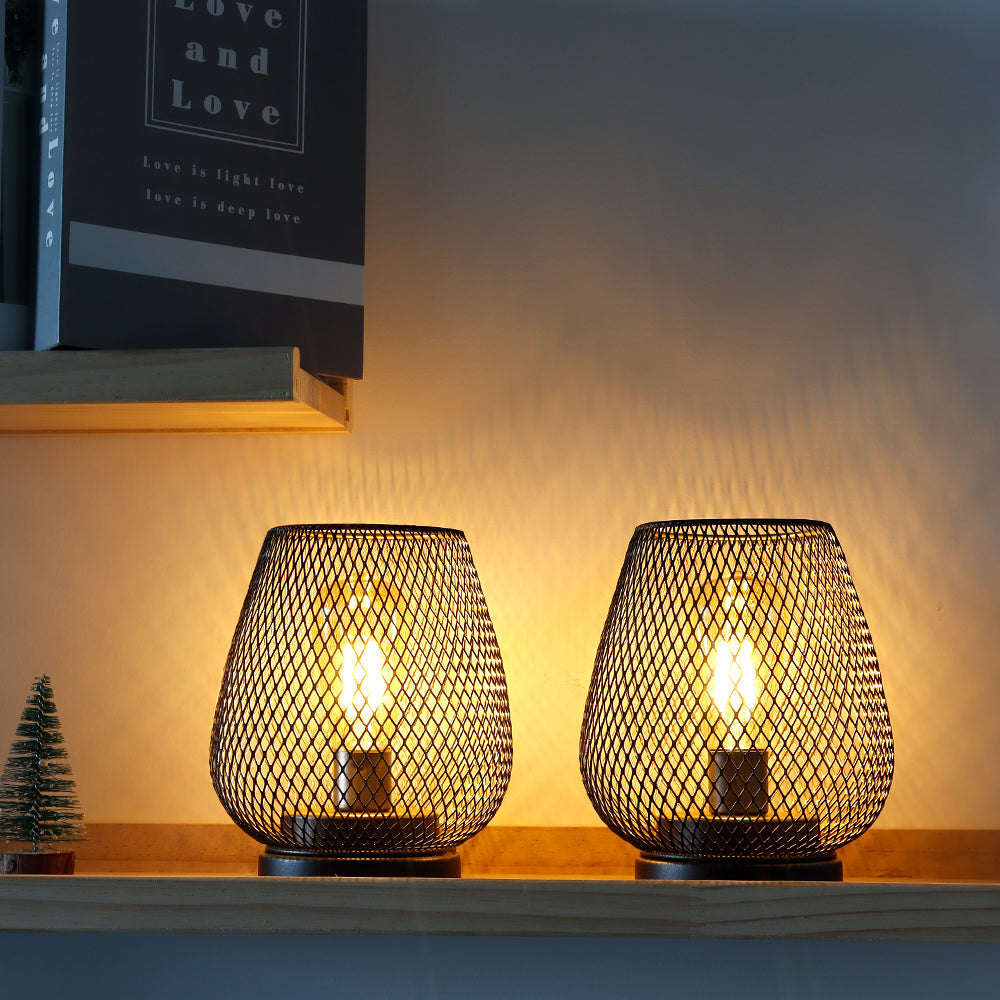 Set of 2 Battery Powered Metal Outdoor Lantern 6.5'' High (Brown)-1