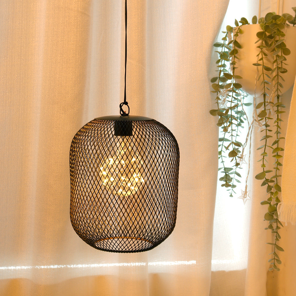 8.5'' High Battery Operated Hanging Lamp Mesh Lanterns with Lights Bulb-4