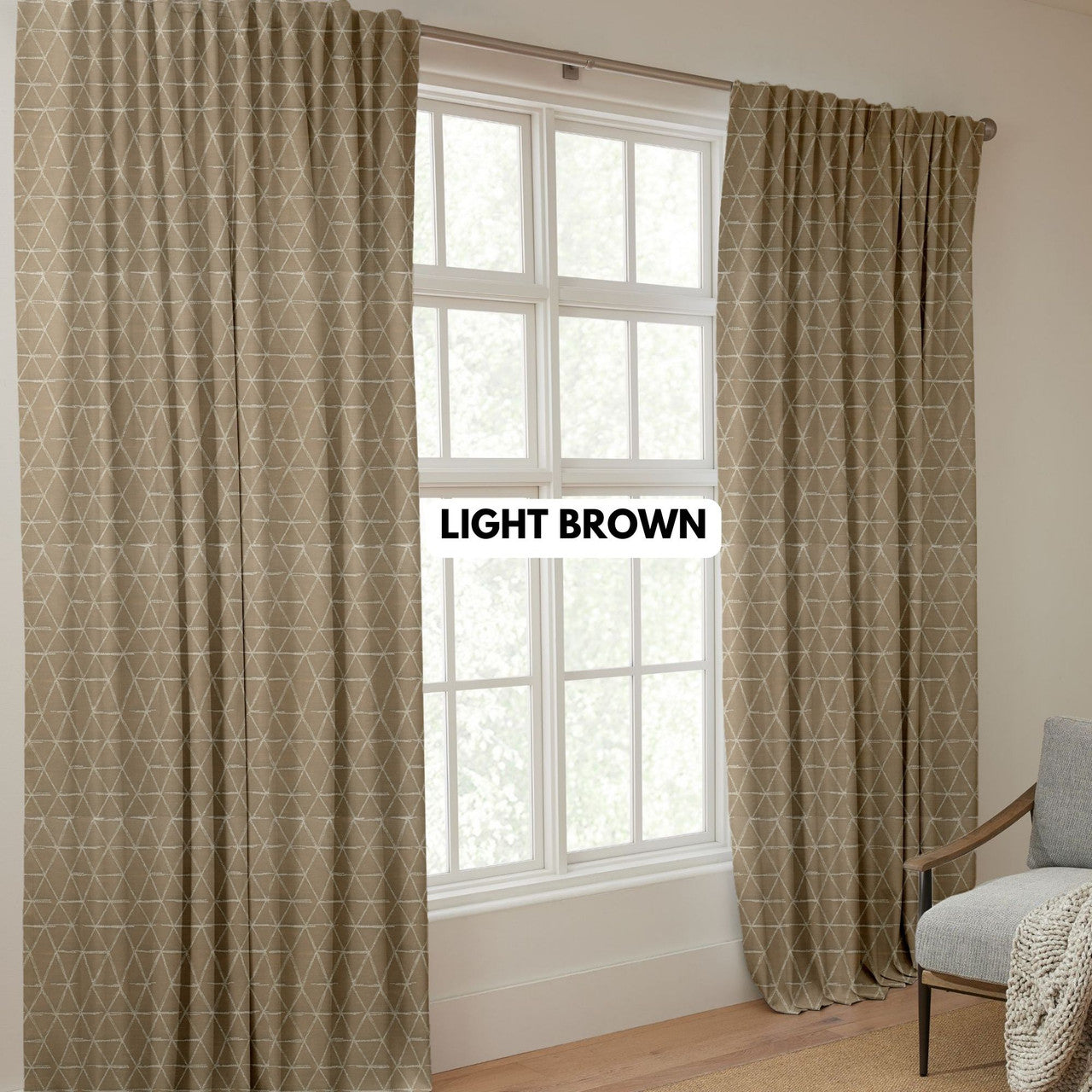 Modern Geometric Triangle Organic Cotton Curtains - Light Filtering & Blackout Options-2
