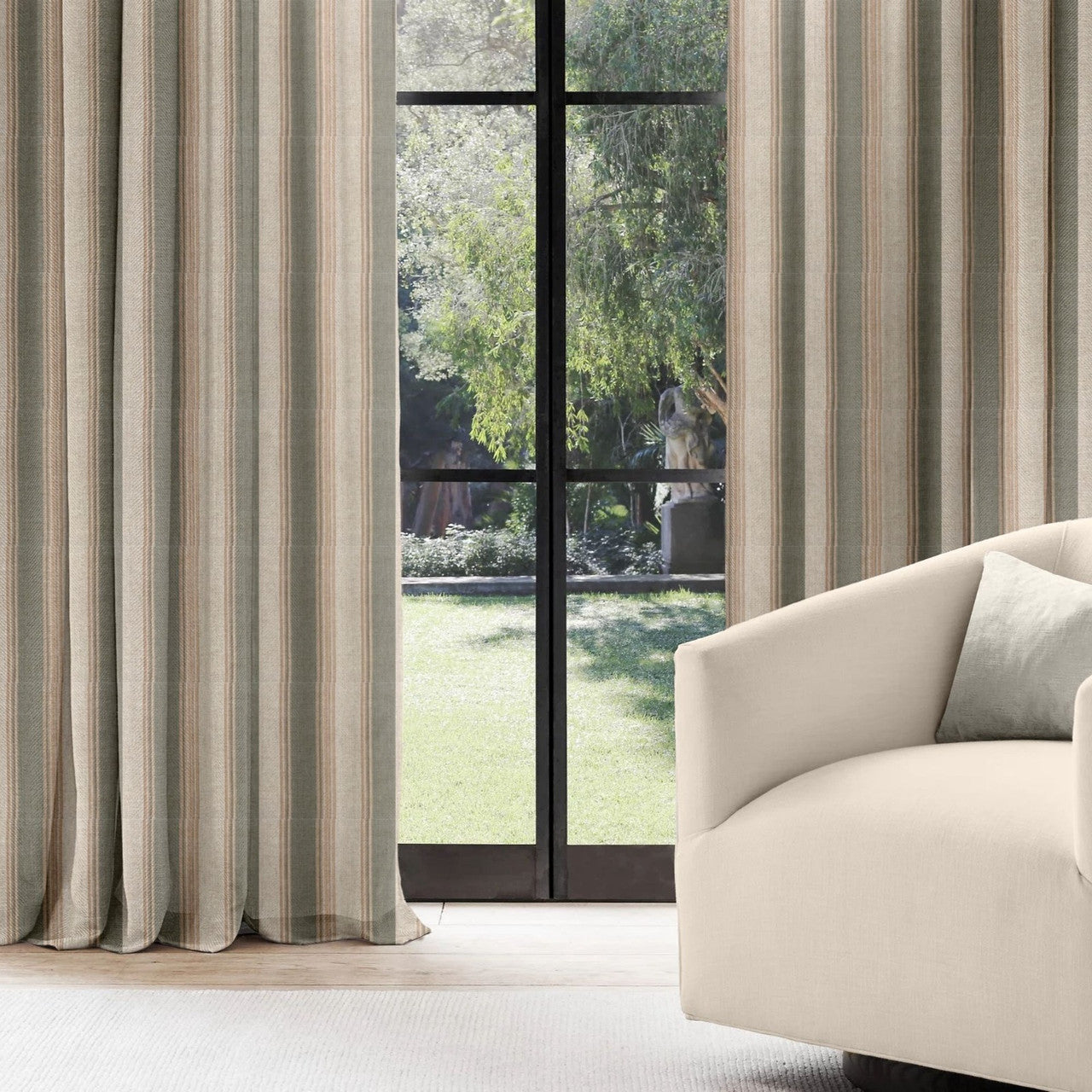 Farmhouse Stripe Linen Curtains | Pinch Pleats & Euro Pleats | Standard & Made to Measure Sizing | Light Filtering or Blackout-1