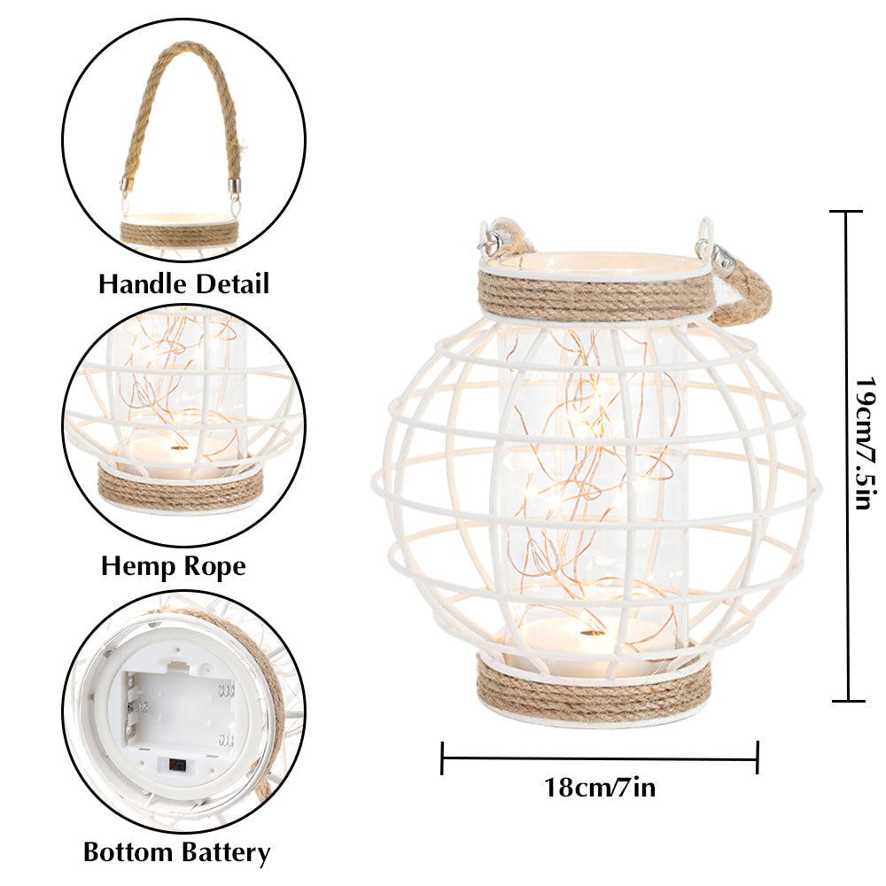 7.3" H Metal Cage LED Lantern Battery Powered Lamp-1