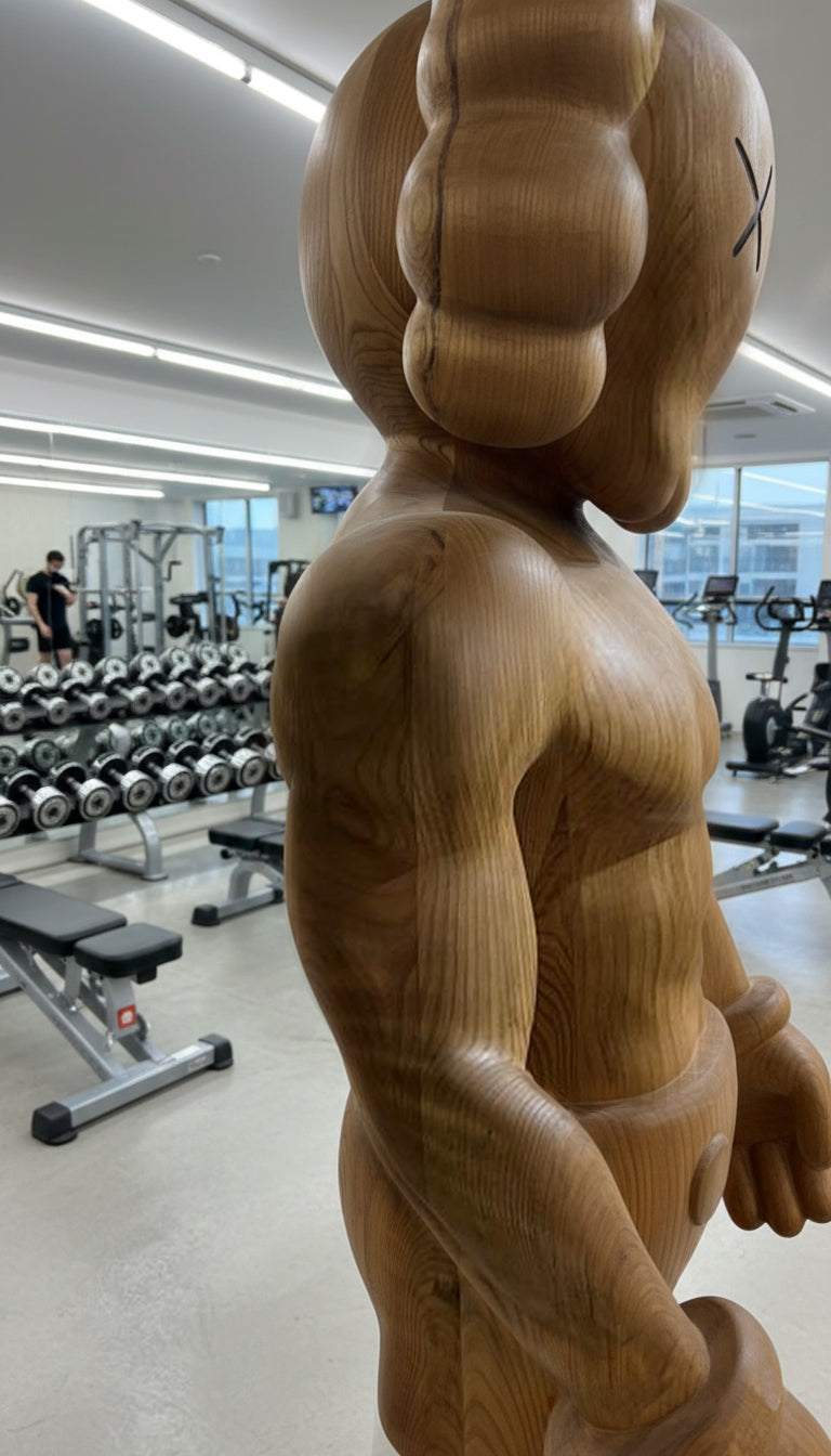 Muscular Wooden Sculpture – Gym & Fitness Art Decor